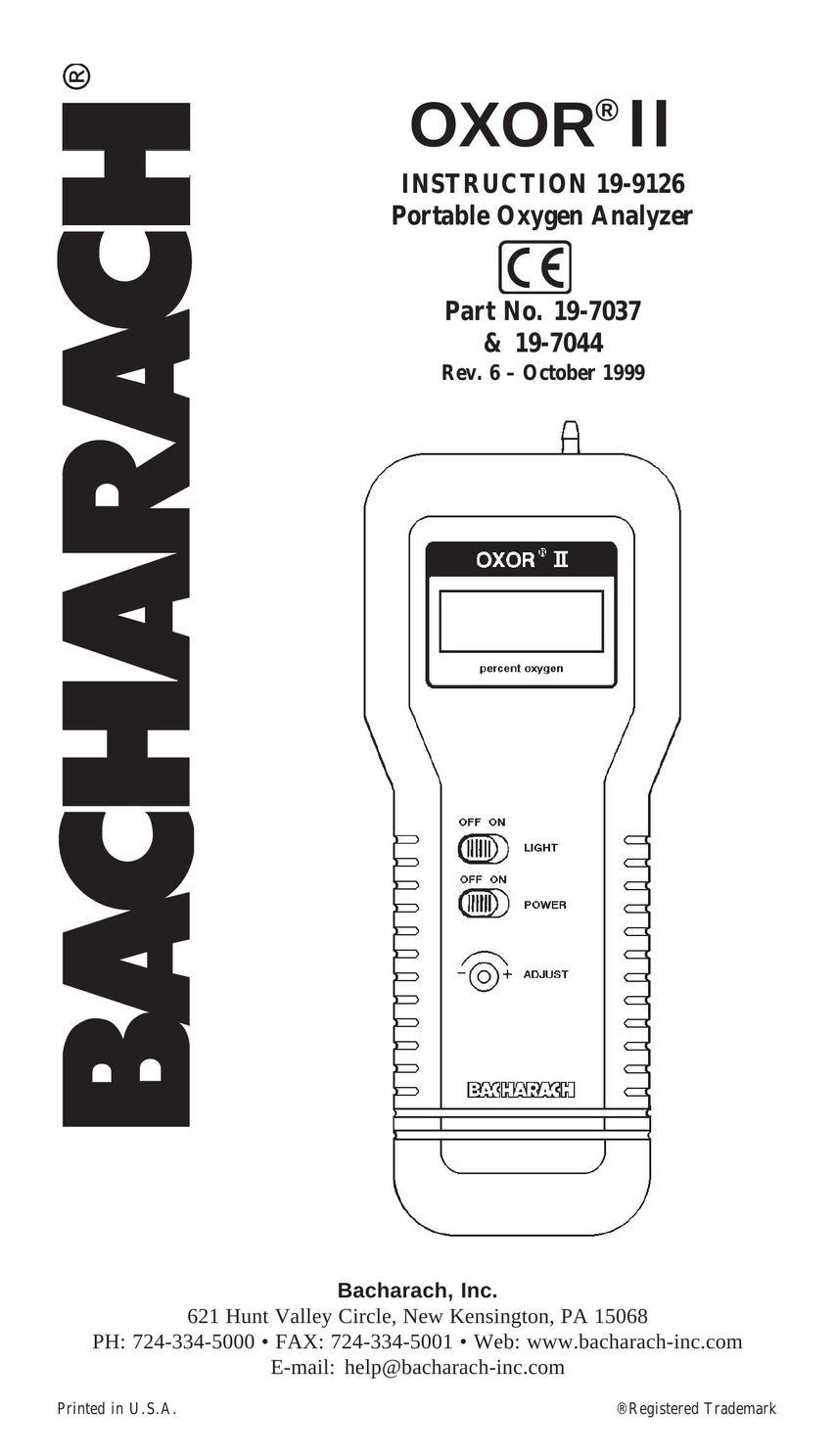 Bacharach 19-7037 Fitness Electronics User Manual
