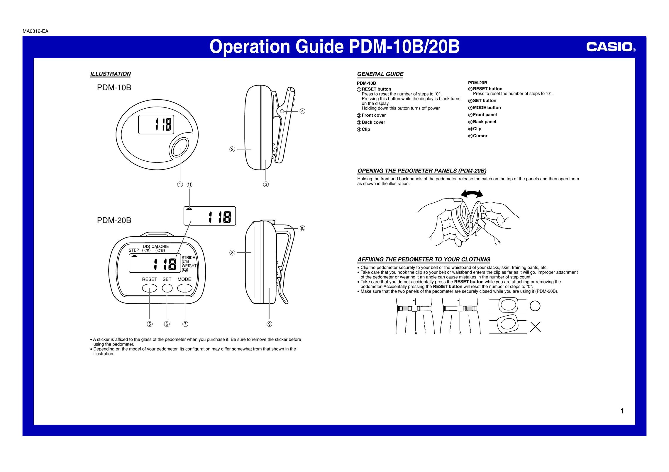 Casio PDM-10B Fitness Electronics User Manual