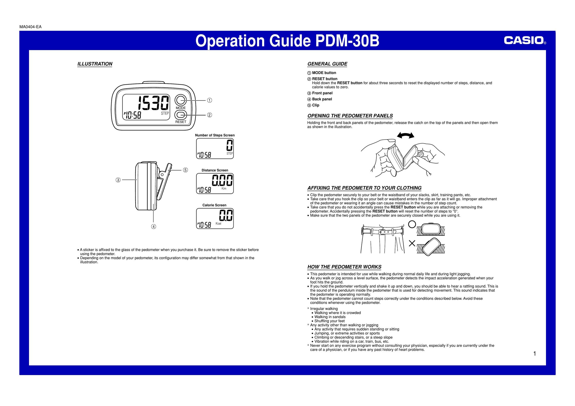 Casio PDM-30B Fitness Electronics User Manual