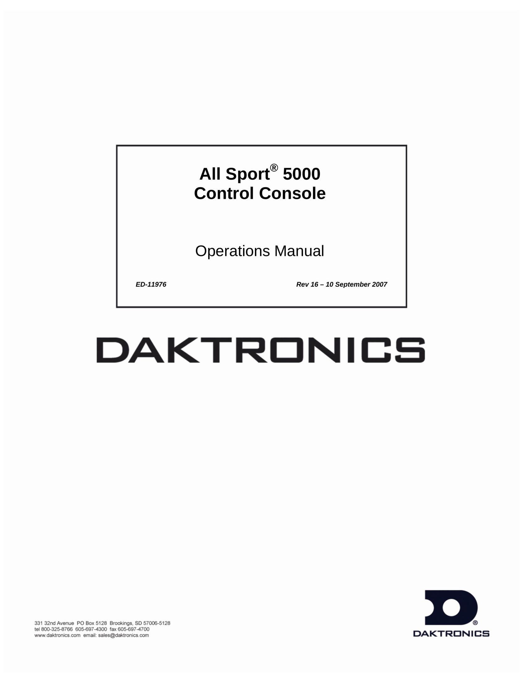 Daktronics All Sport 5000 Fitness Electronics User Manual
