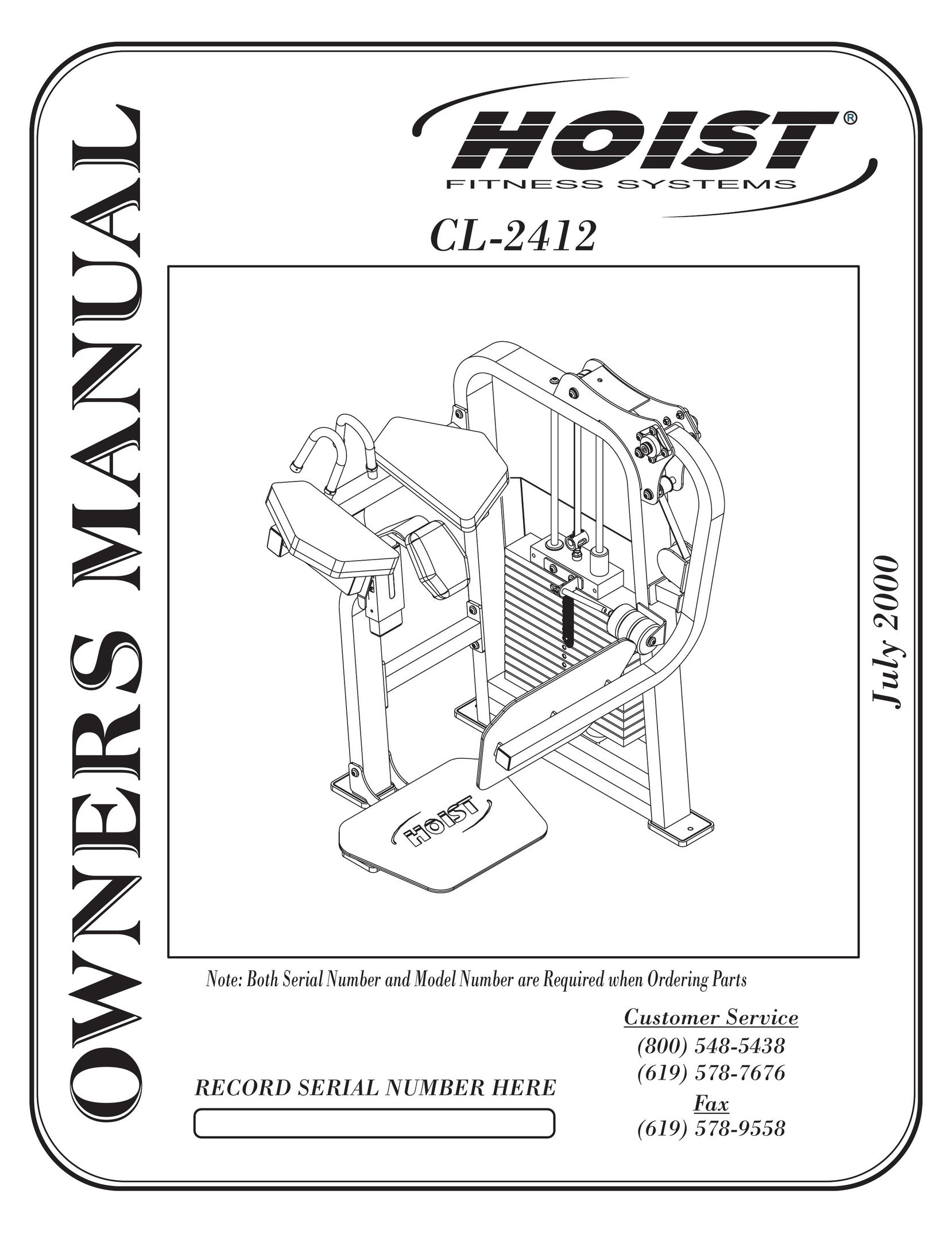 Hoist Fitness CL-2412 Fitness Electronics User Manual