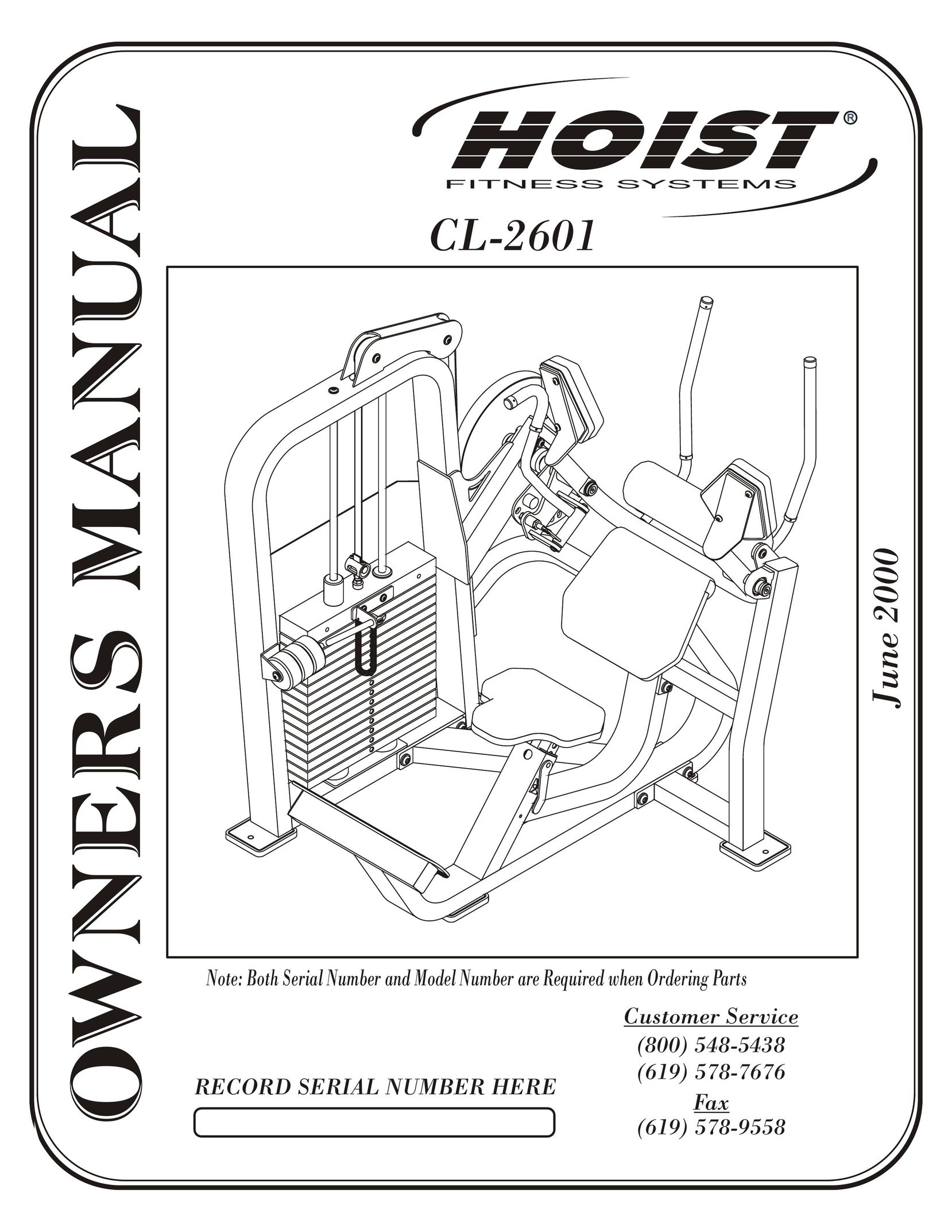 Hoist Fitness CL-2601 Fitness Electronics User Manual