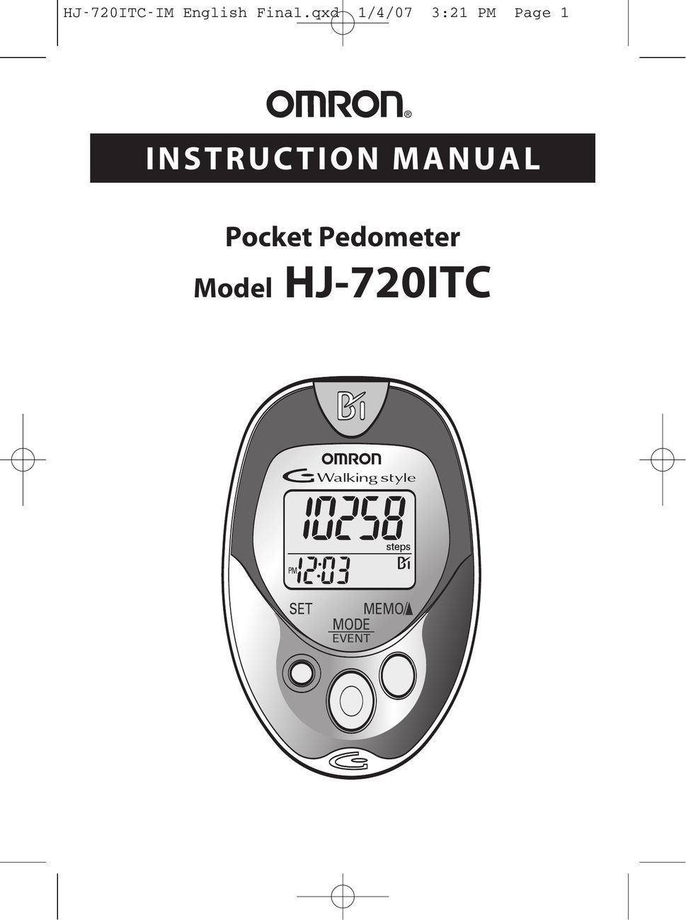 Omron Healthcare HJ-720ITC Fitness Electronics User Manual