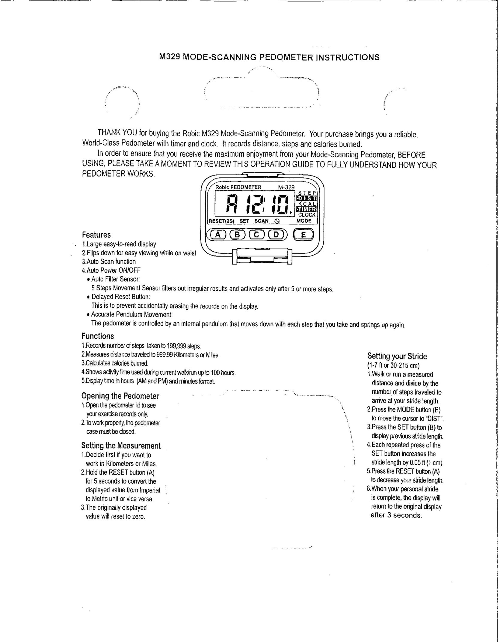 Robic M329 Fitness Electronics User Manual