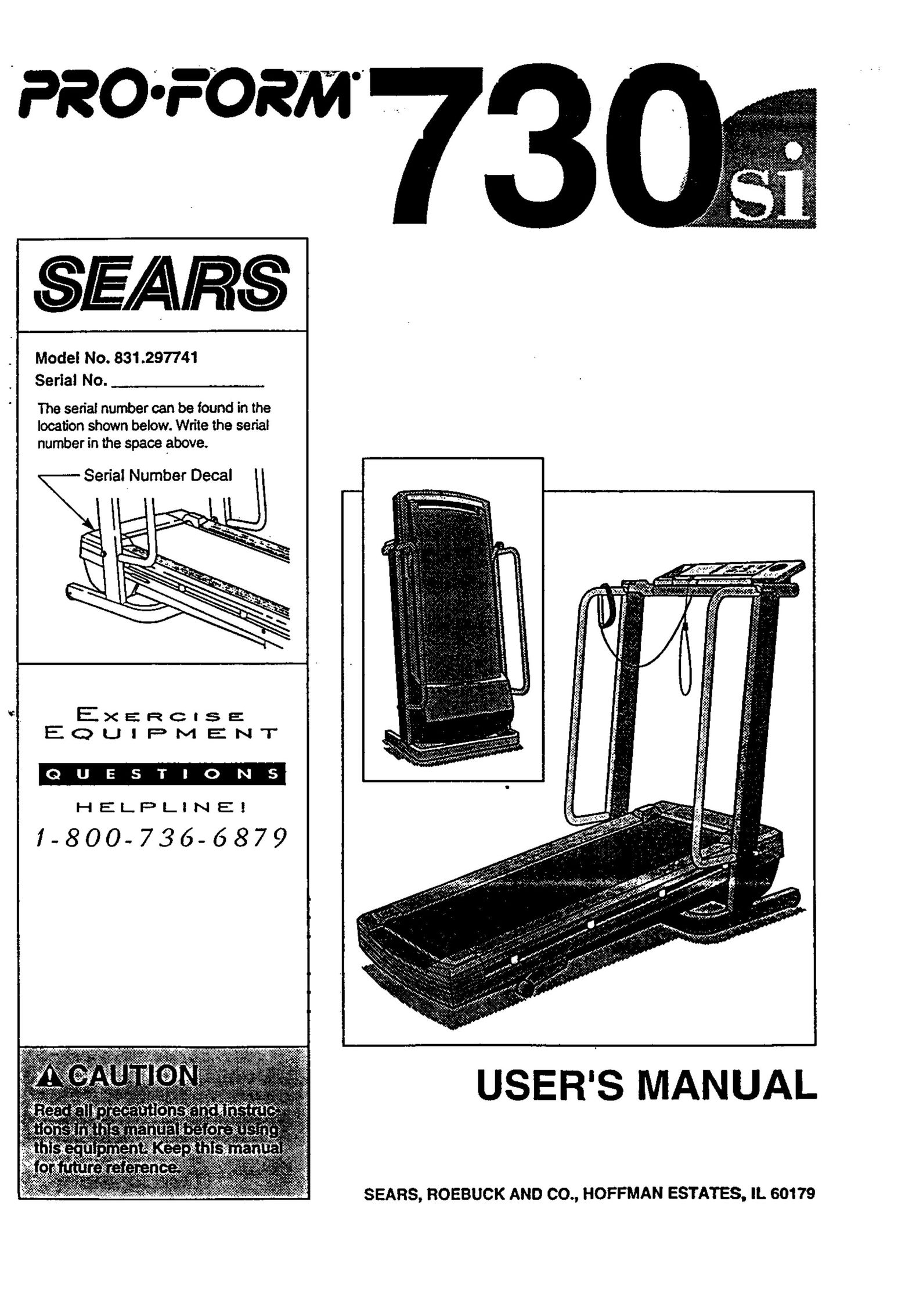 Sears 831.297741 Fitness Electronics User Manual