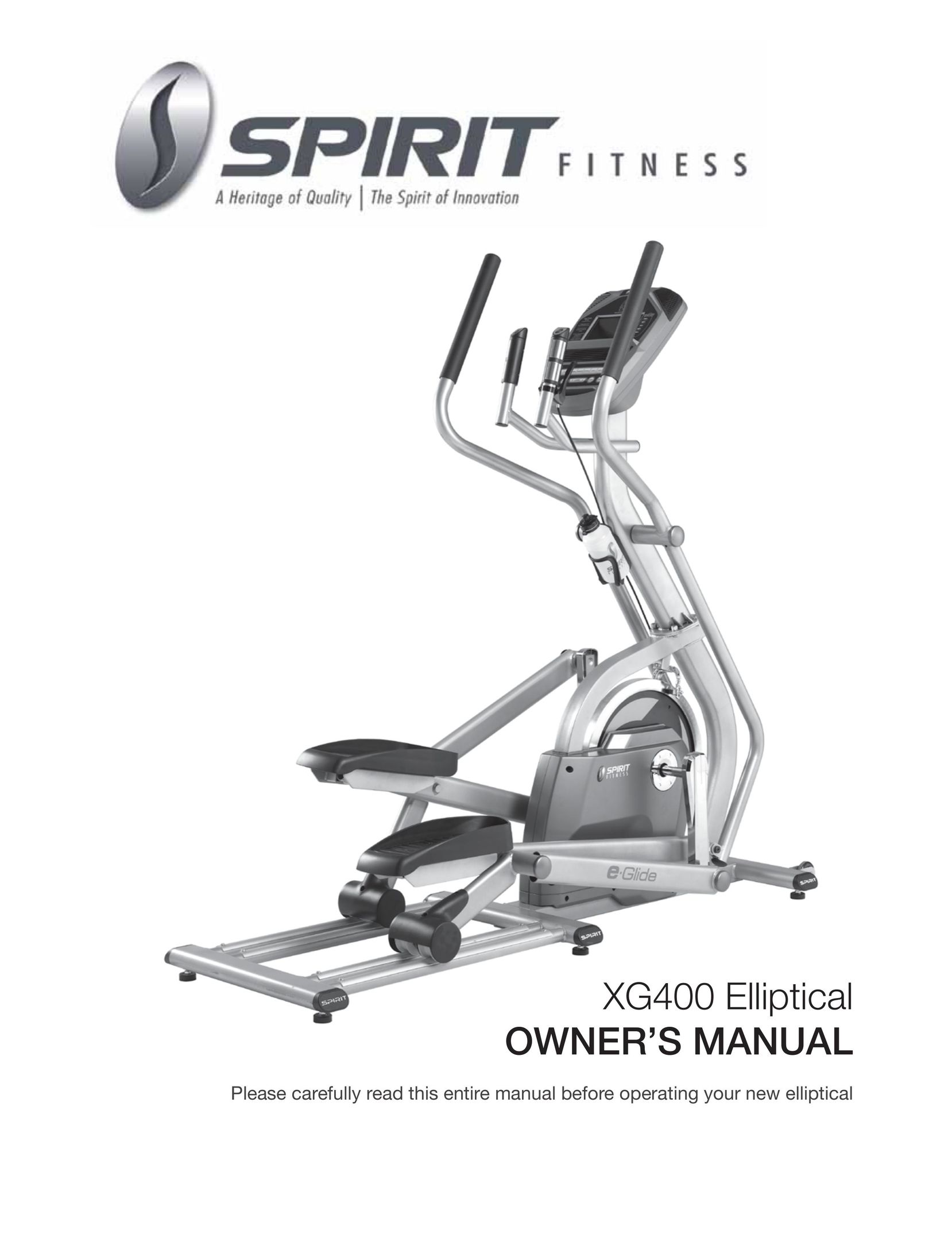 Spirit XG400 Fitness Electronics User Manual