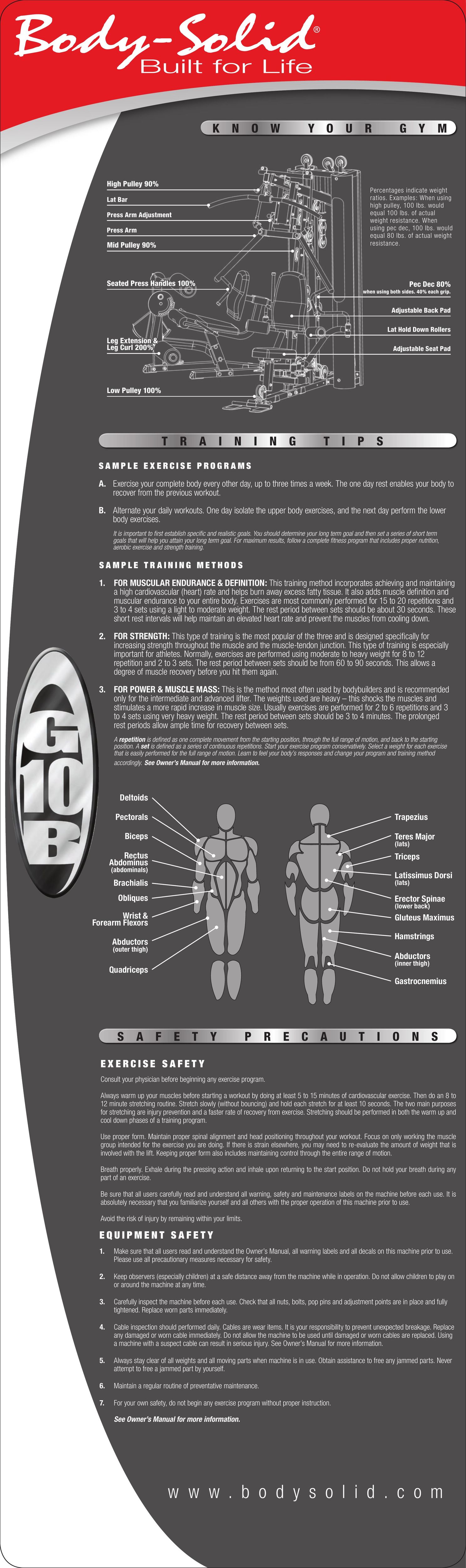 Body Solid Fitness Equipment Fitness Equipment User Manual