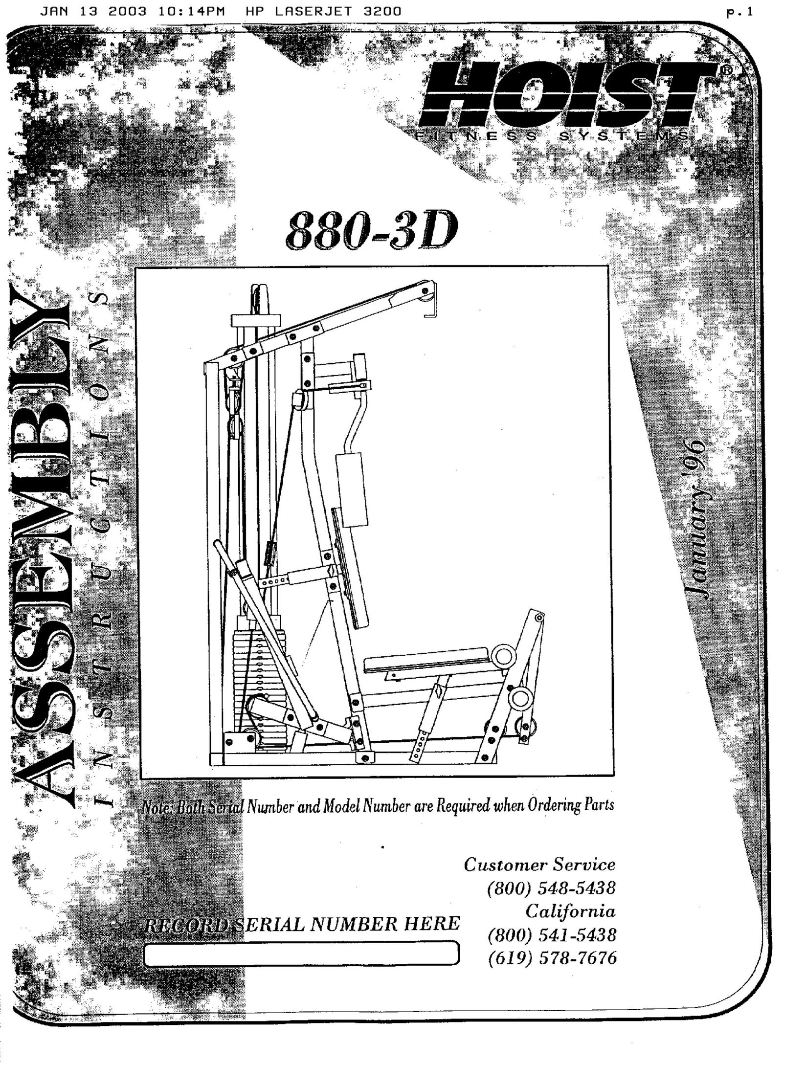 Hoist Fitness 880-3D Fitness Equipment User Manual