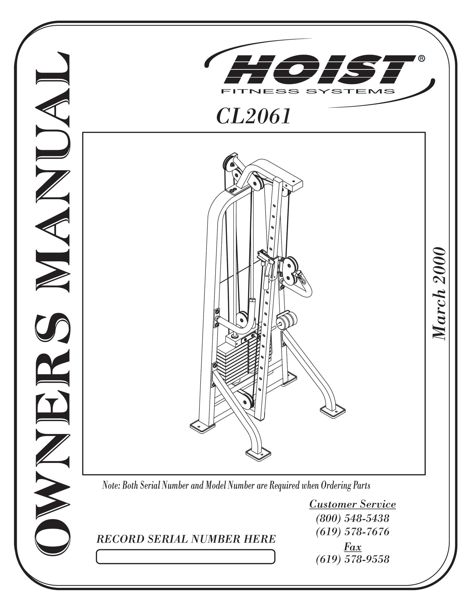 Hoist Fitness CL2061 Fitness Equipment User Manual