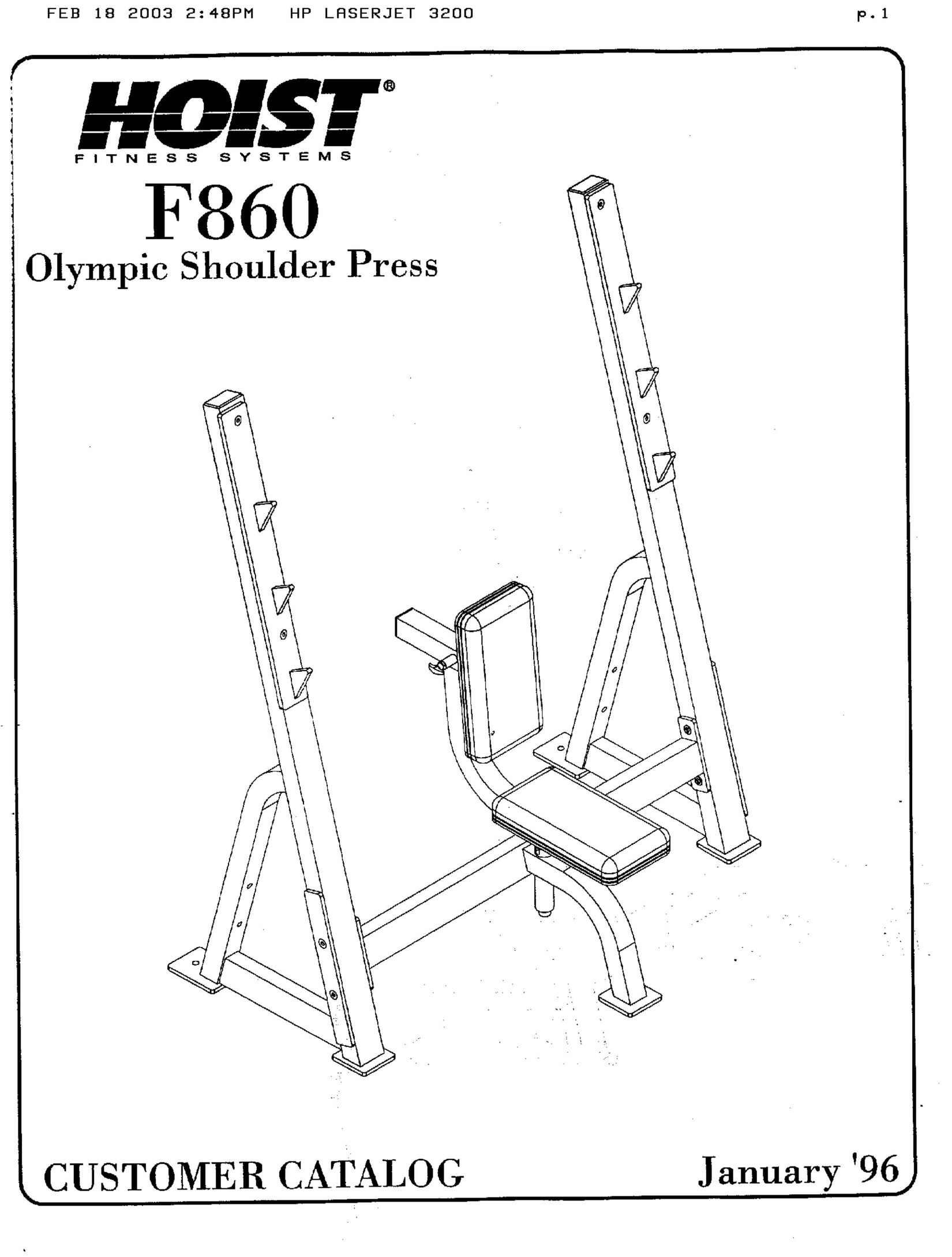 Hoist Fitness f860 Fitness Equipment User Manual