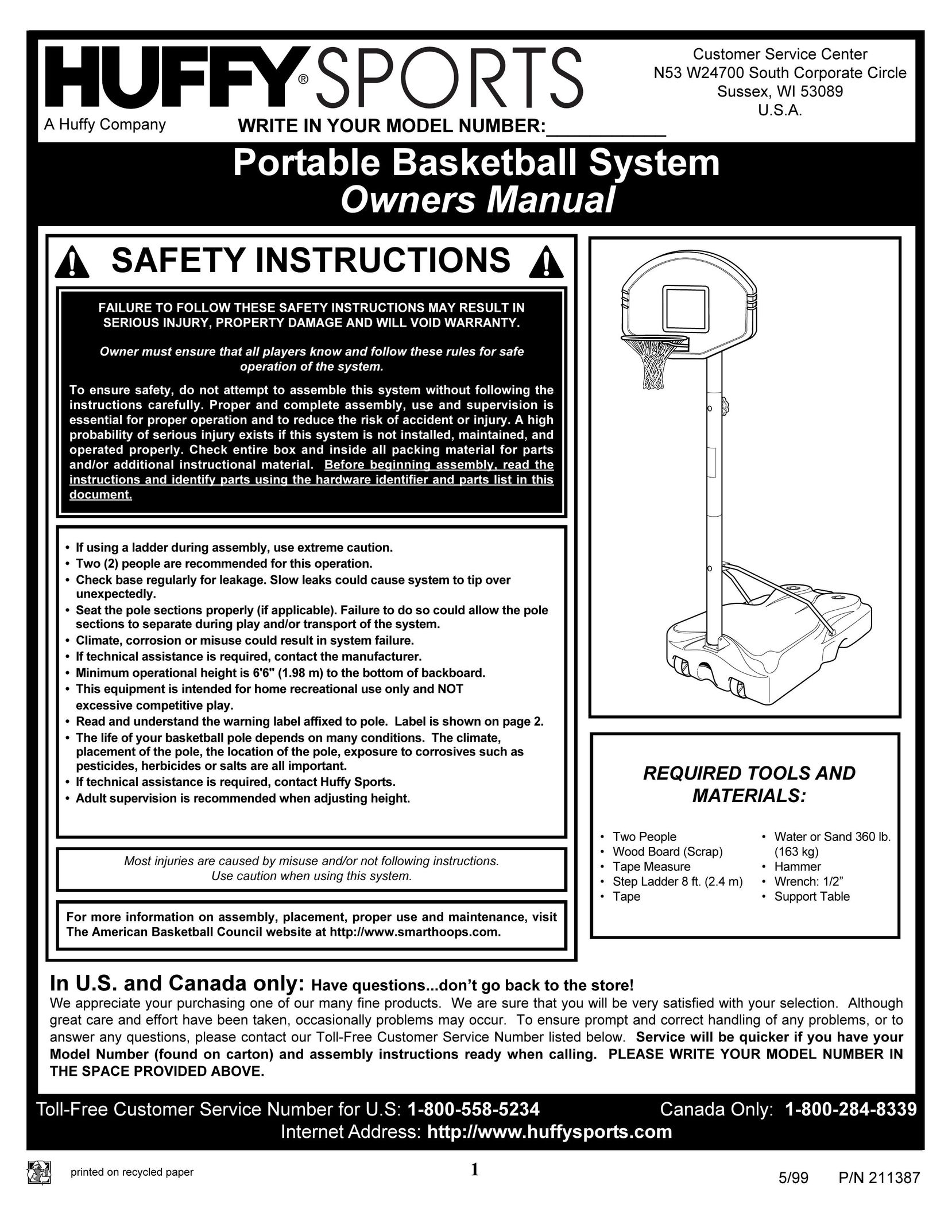 Huffy 211387 Fitness Equipment User Manual