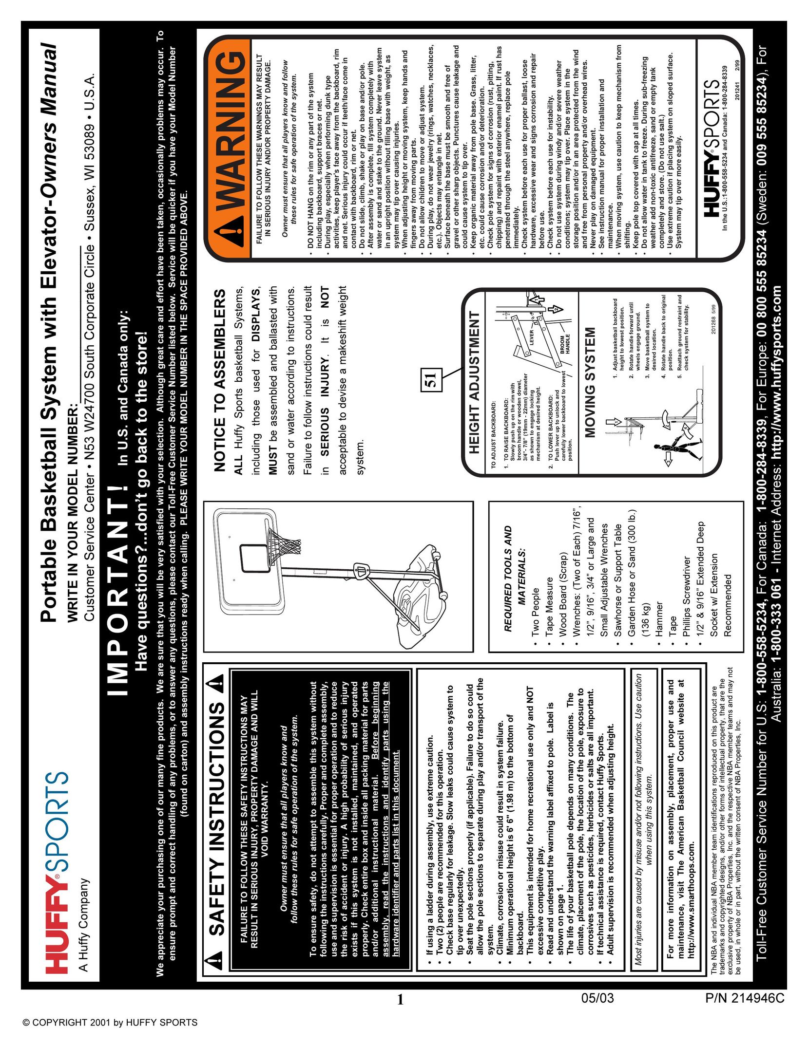Huffy 214946C Fitness Equipment User Manual