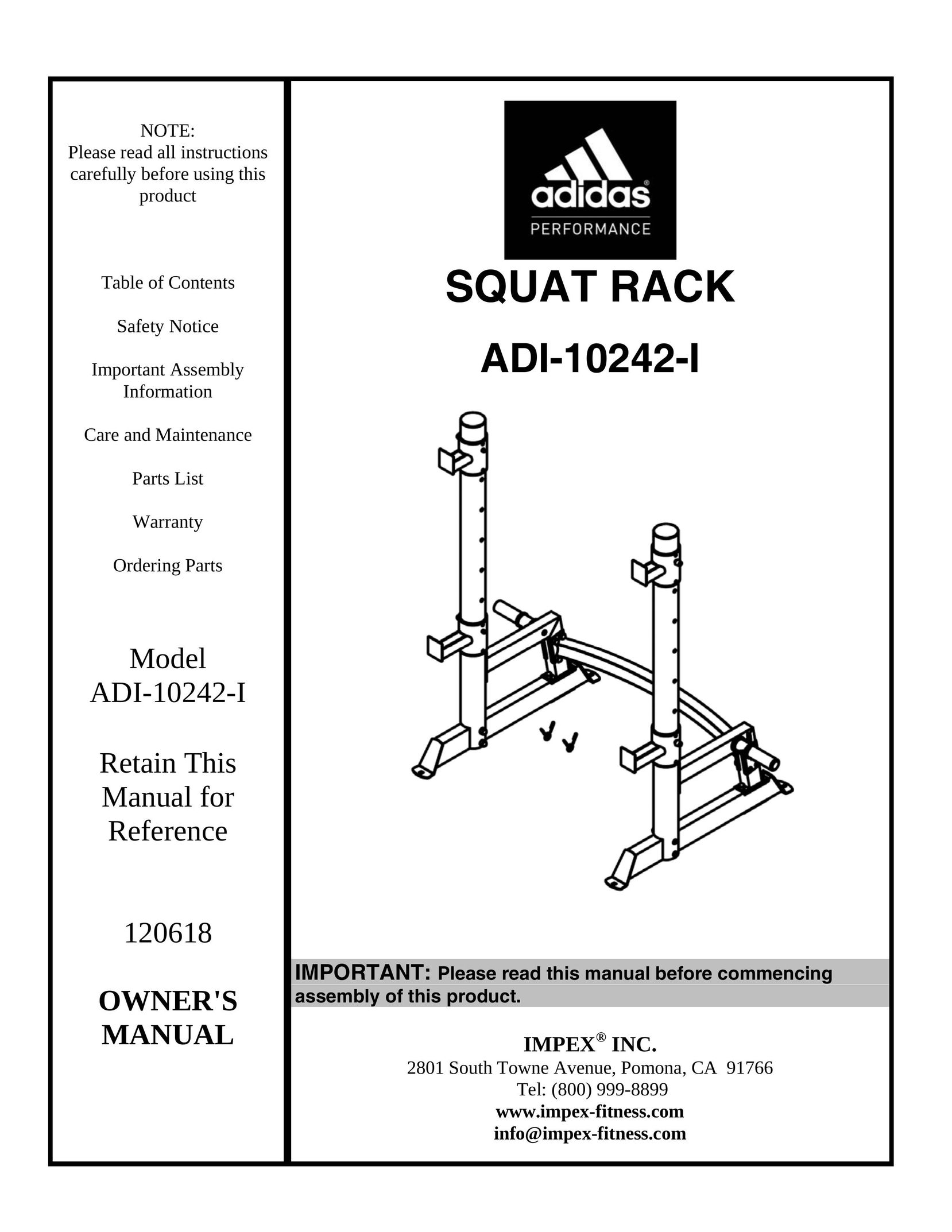 Impex ADI-10242-I Fitness Equipment User Manual