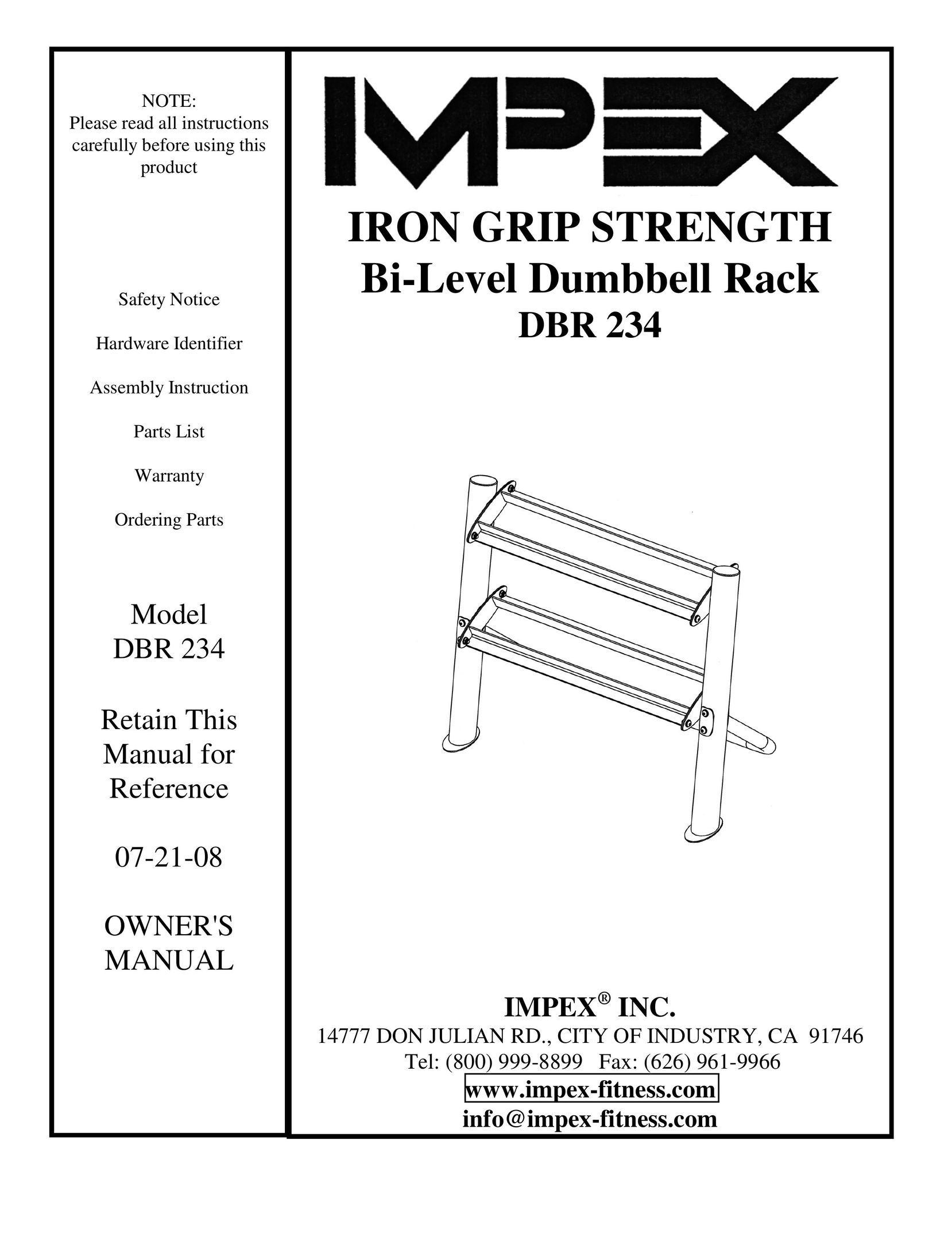 Impex DBR 234 Fitness Equipment User Manual