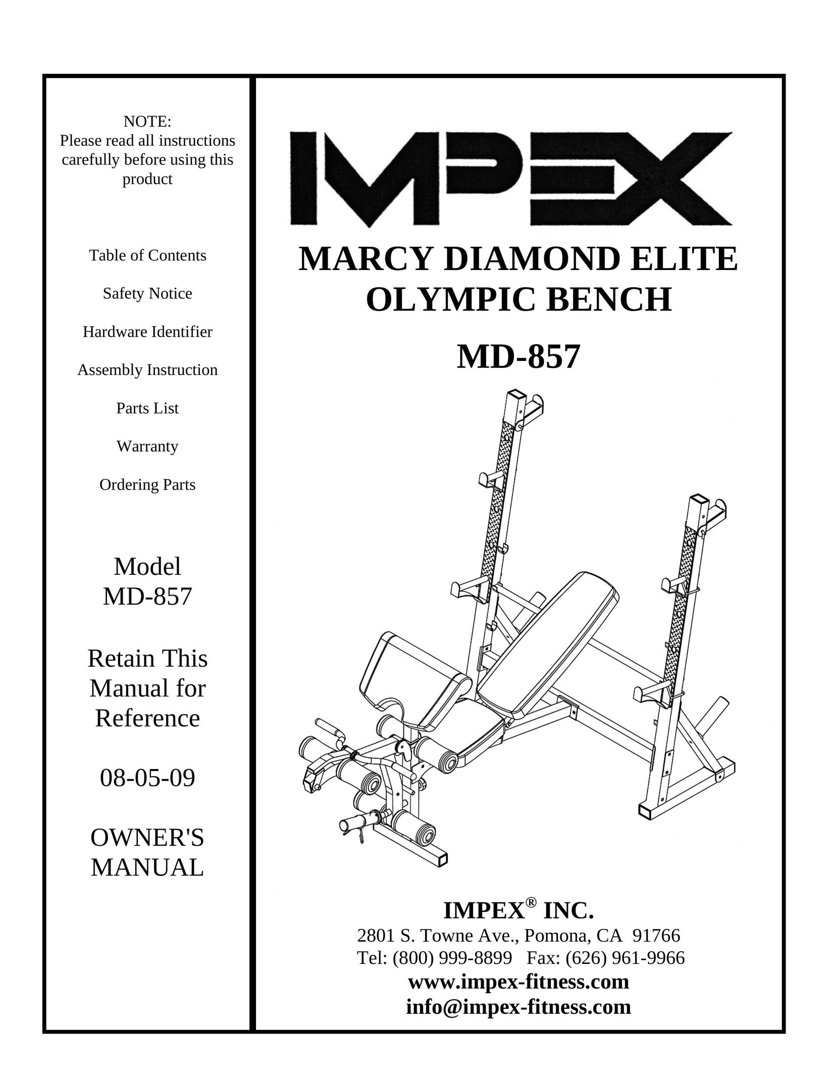 Impex MD-857 Fitness Equipment User Manual