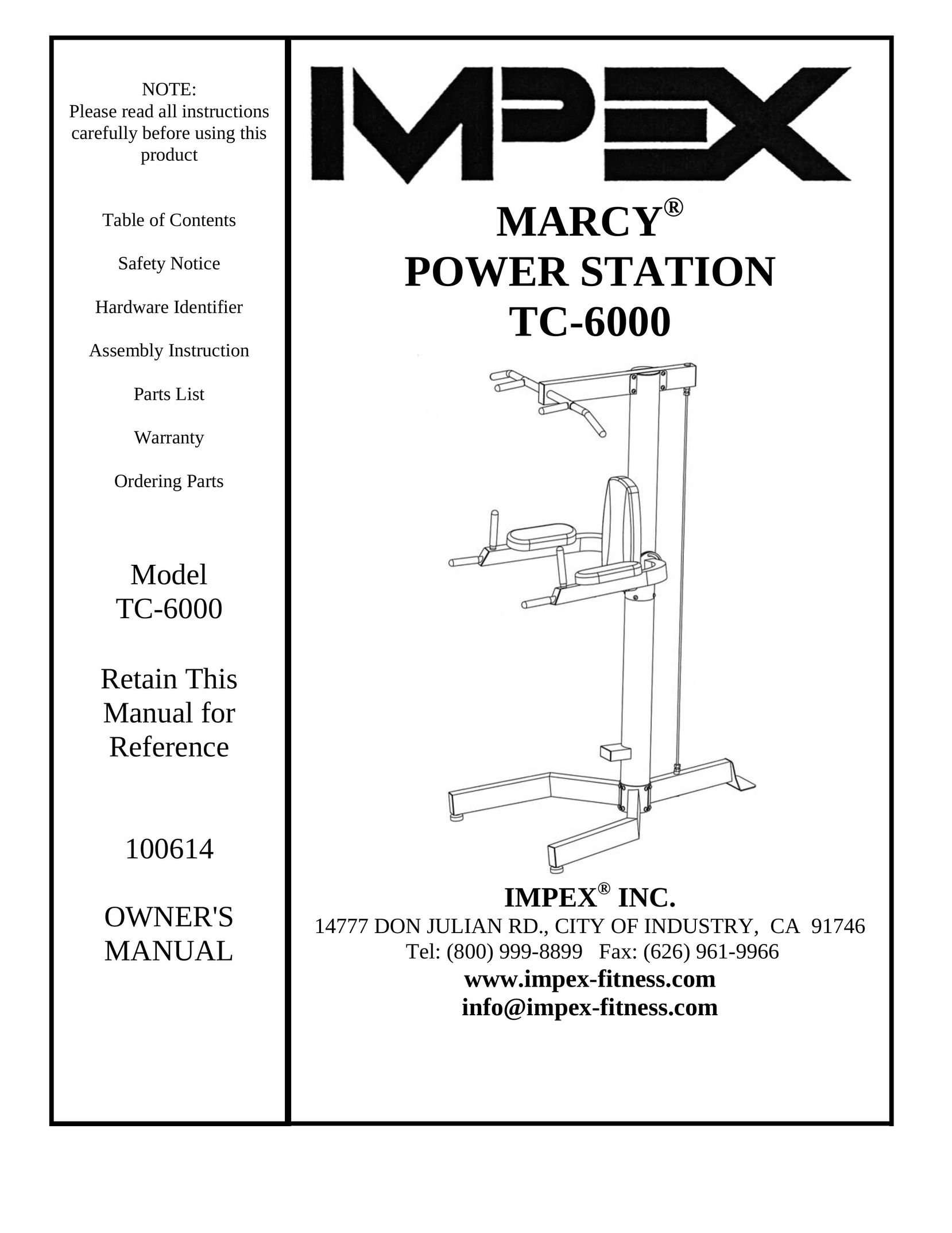 Impex TC-6000 Fitness Equipment User Manual