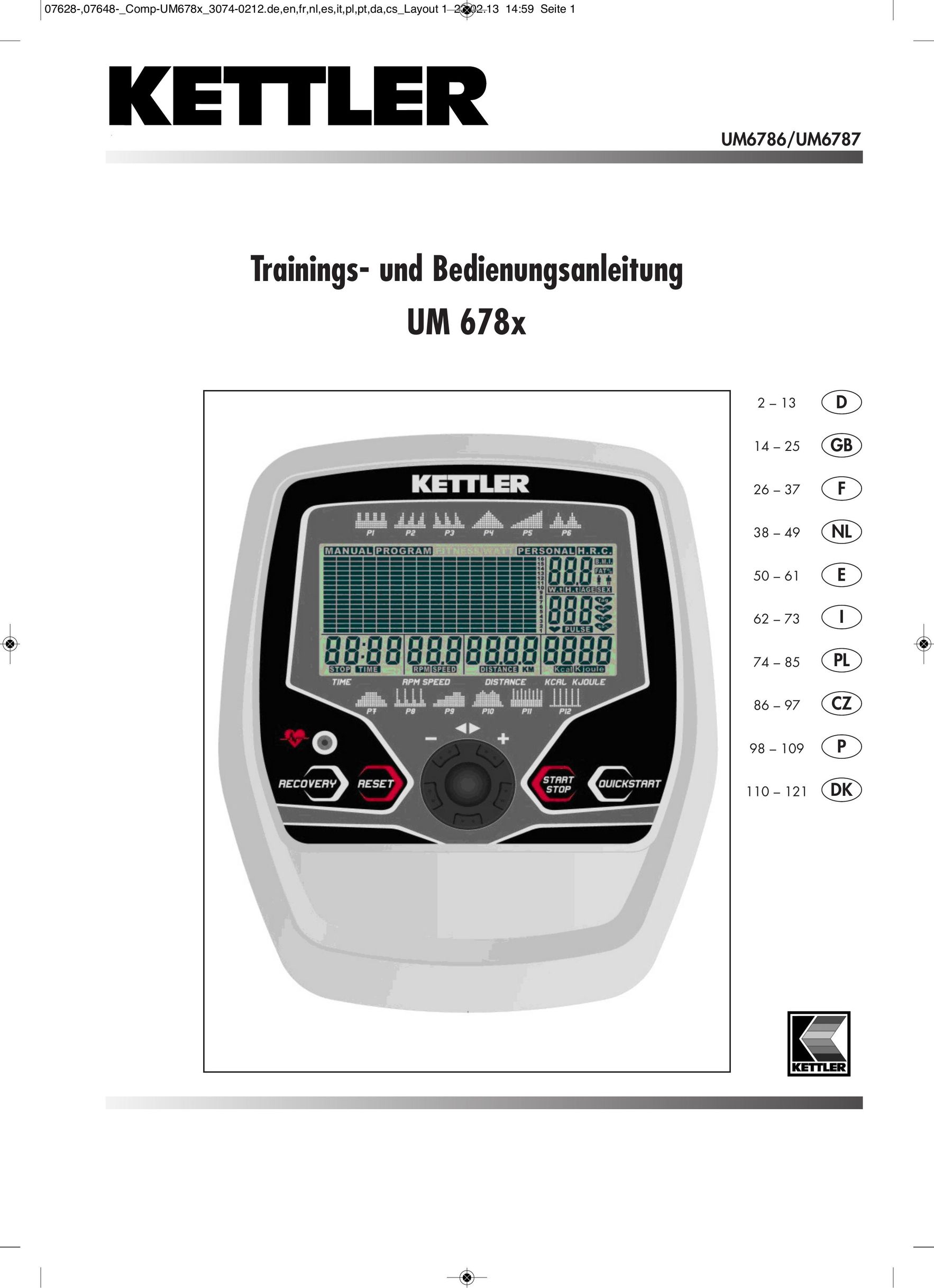 Kettler UM6787 Fitness Equipment User Manual