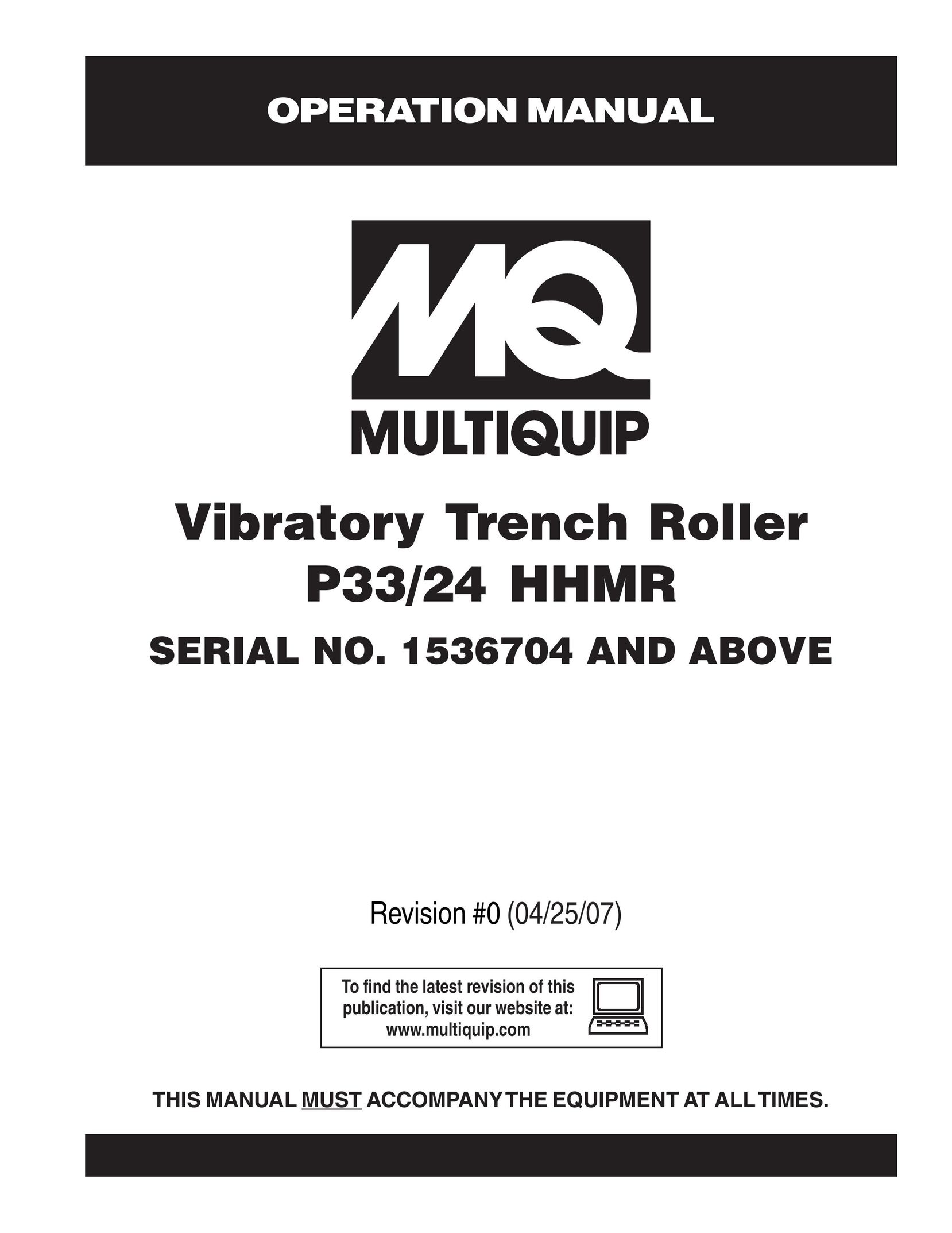 Multiquip P33/24 HHMR Fitness Equipment User Manual
