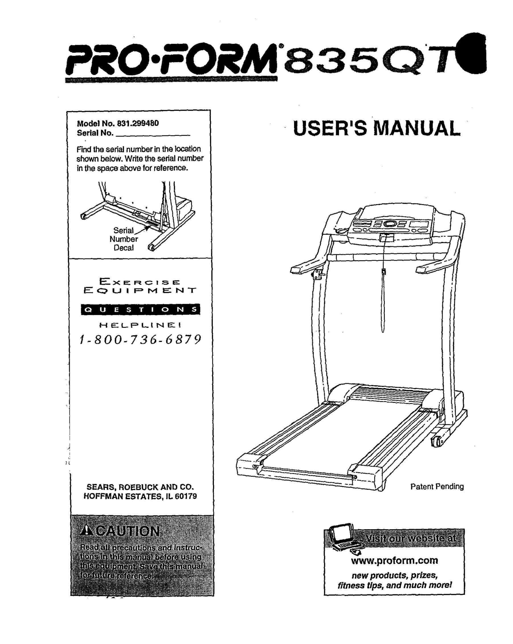 ProForm 831.29948 Fitness Equipment User Manual