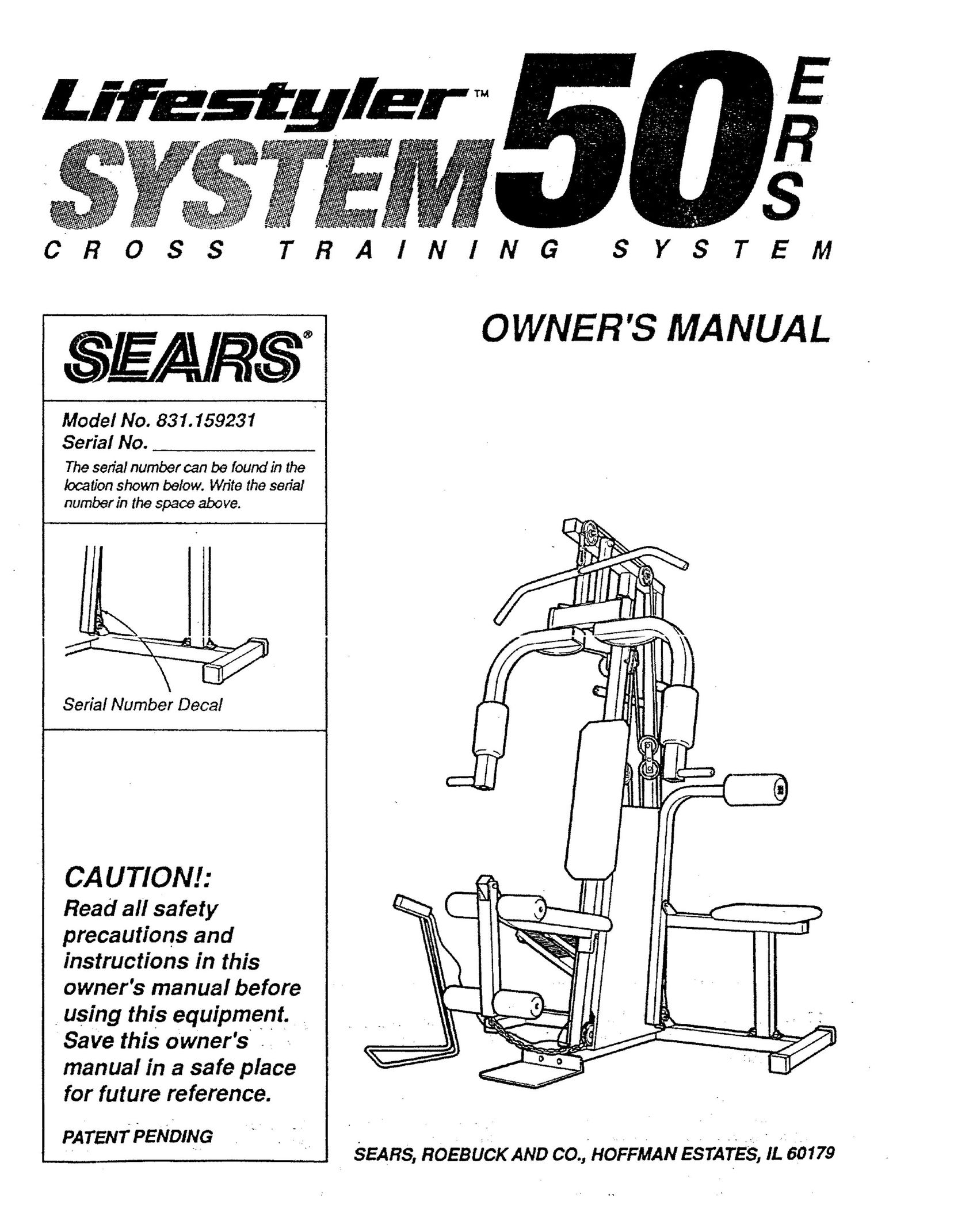 Sears 831.159231 Fitness Equipment User Manual