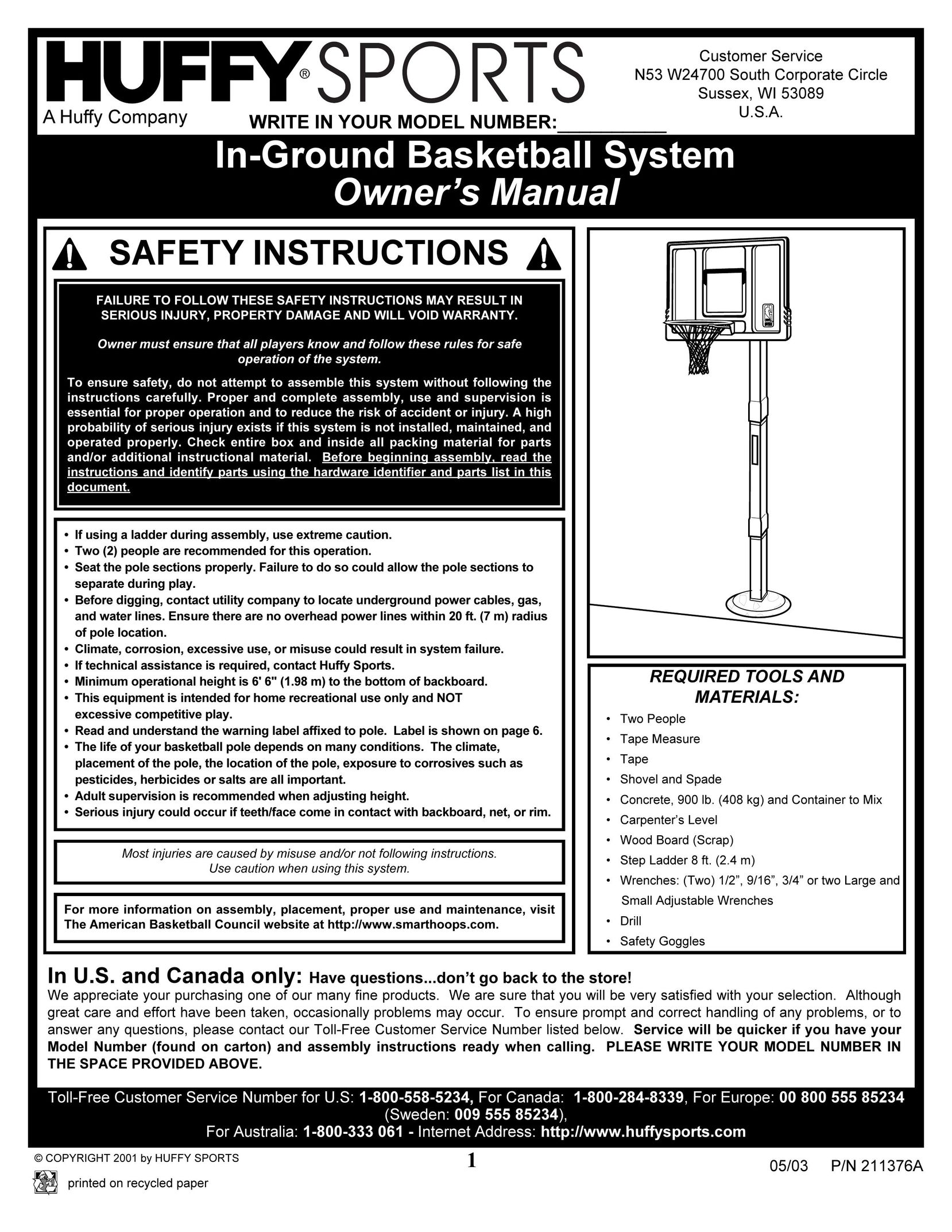Spalding 211376A Fitness Equipment User Manual