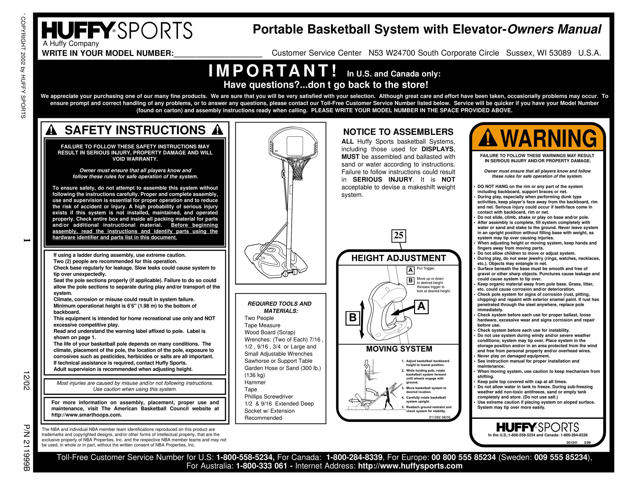 Spalding 211999B Fitness Equipment User Manual