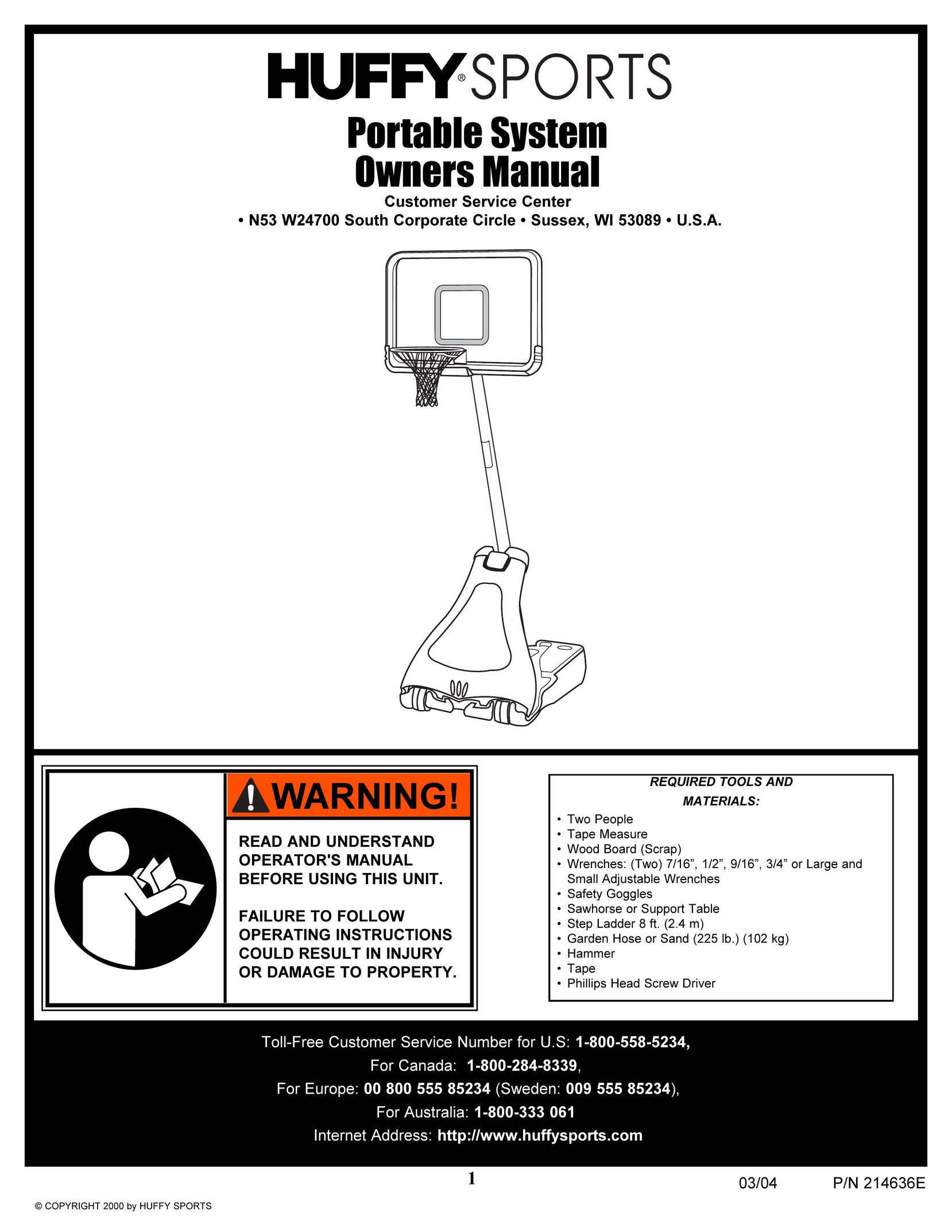 Spalding 214636E Fitness Equipment User Manual