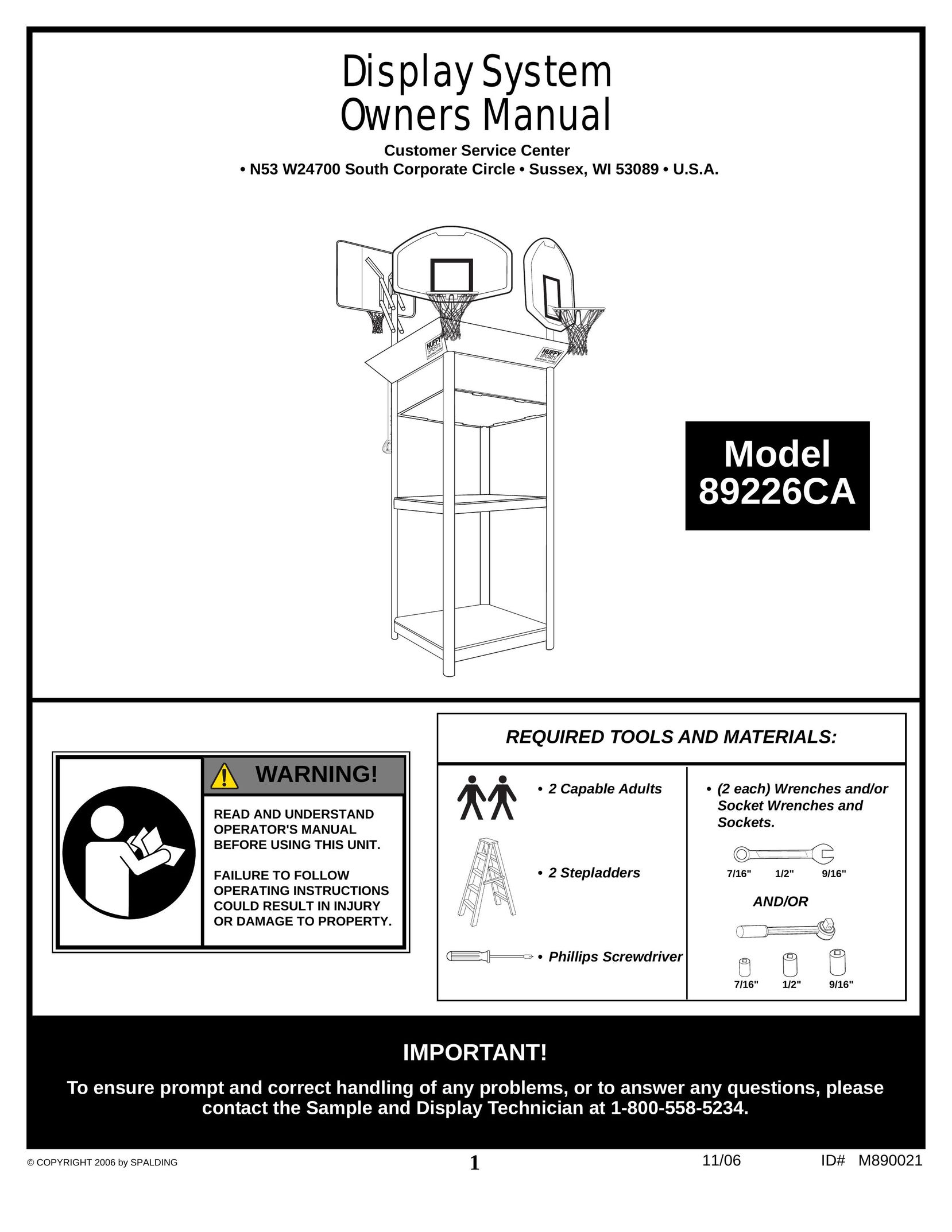 Spalding 89226CA Fitness Equipment User Manual