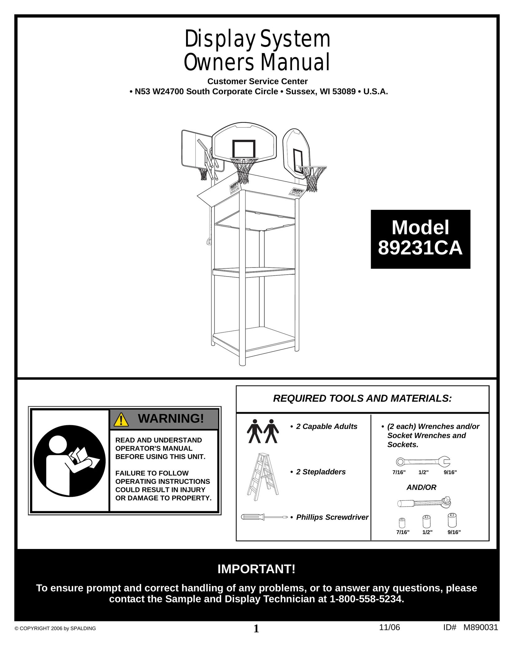 Spalding 89231CA Fitness Equipment User Manual