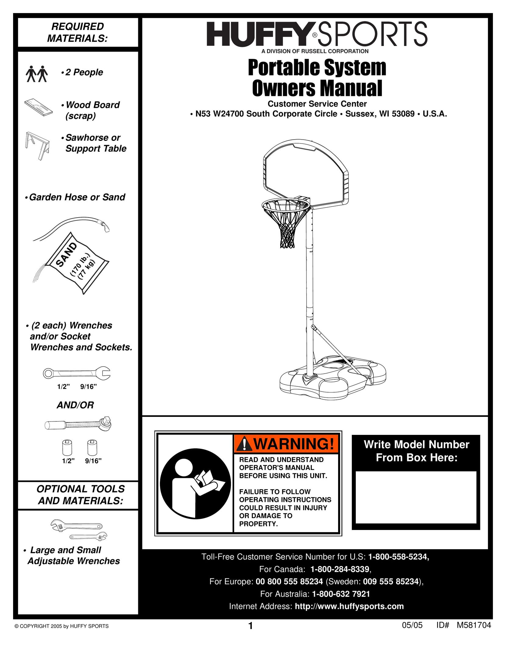 Spalding M581704 Fitness Equipment User Manual