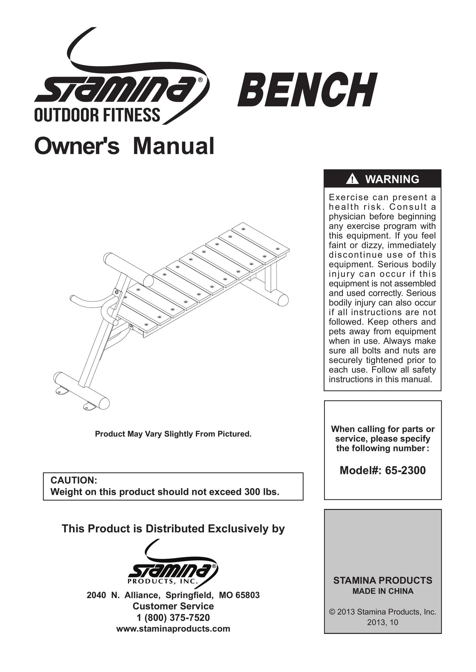 Stamina Products 65-2300 Fitness Equipment User Manual