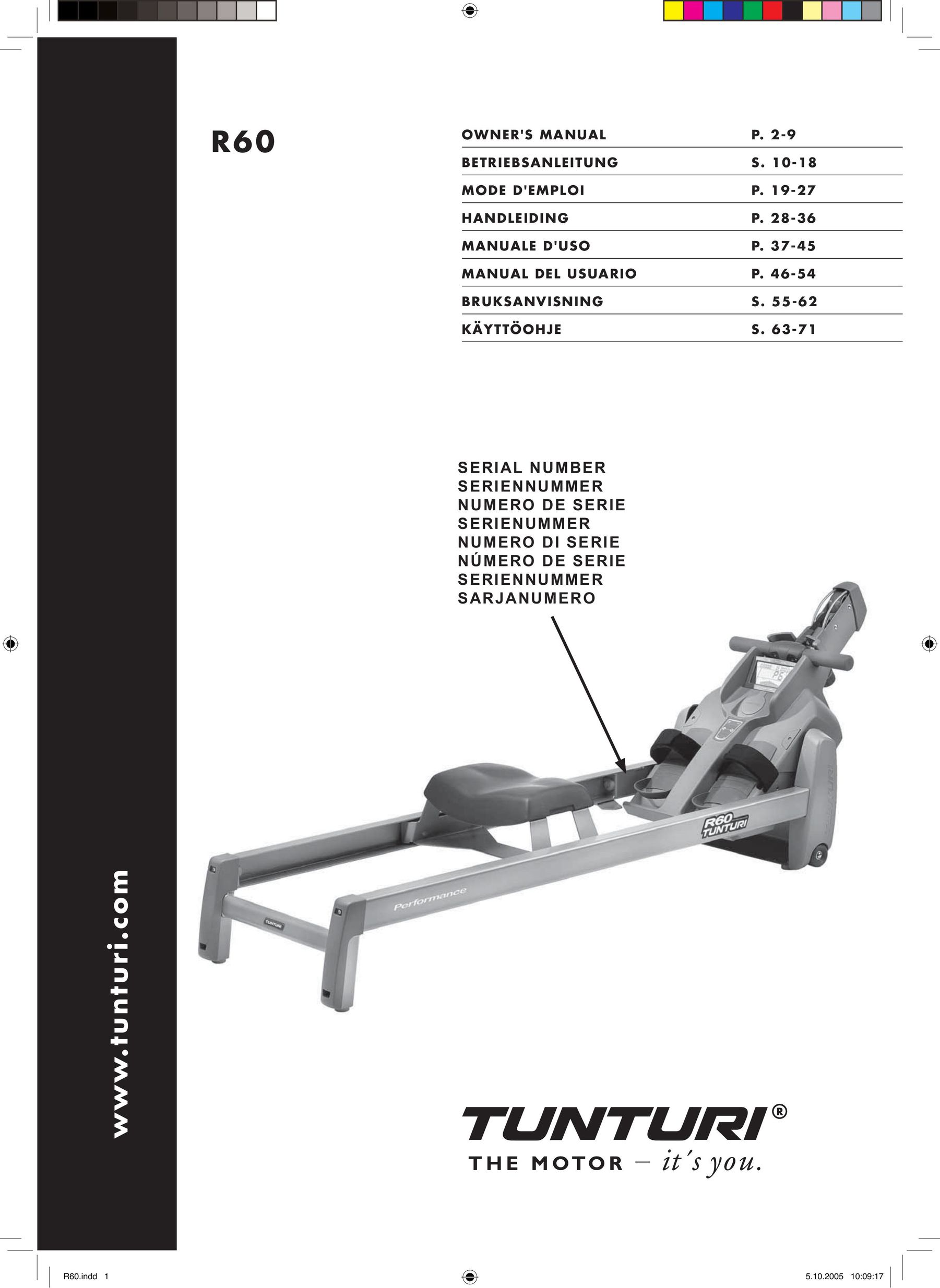 Tunturi R60 Fitness Equipment User Manual