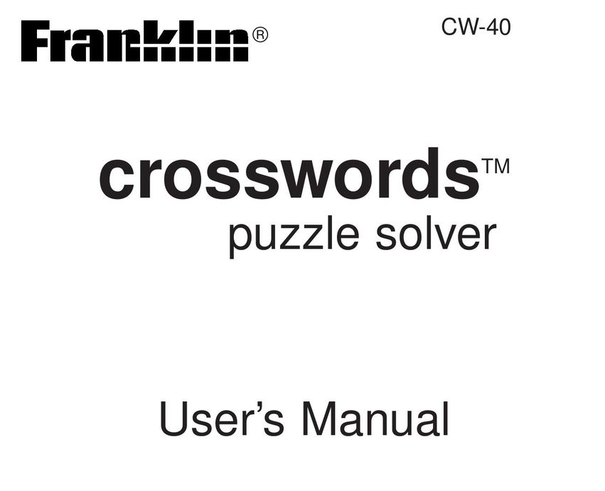 Franklin CW-40 Games User Manual