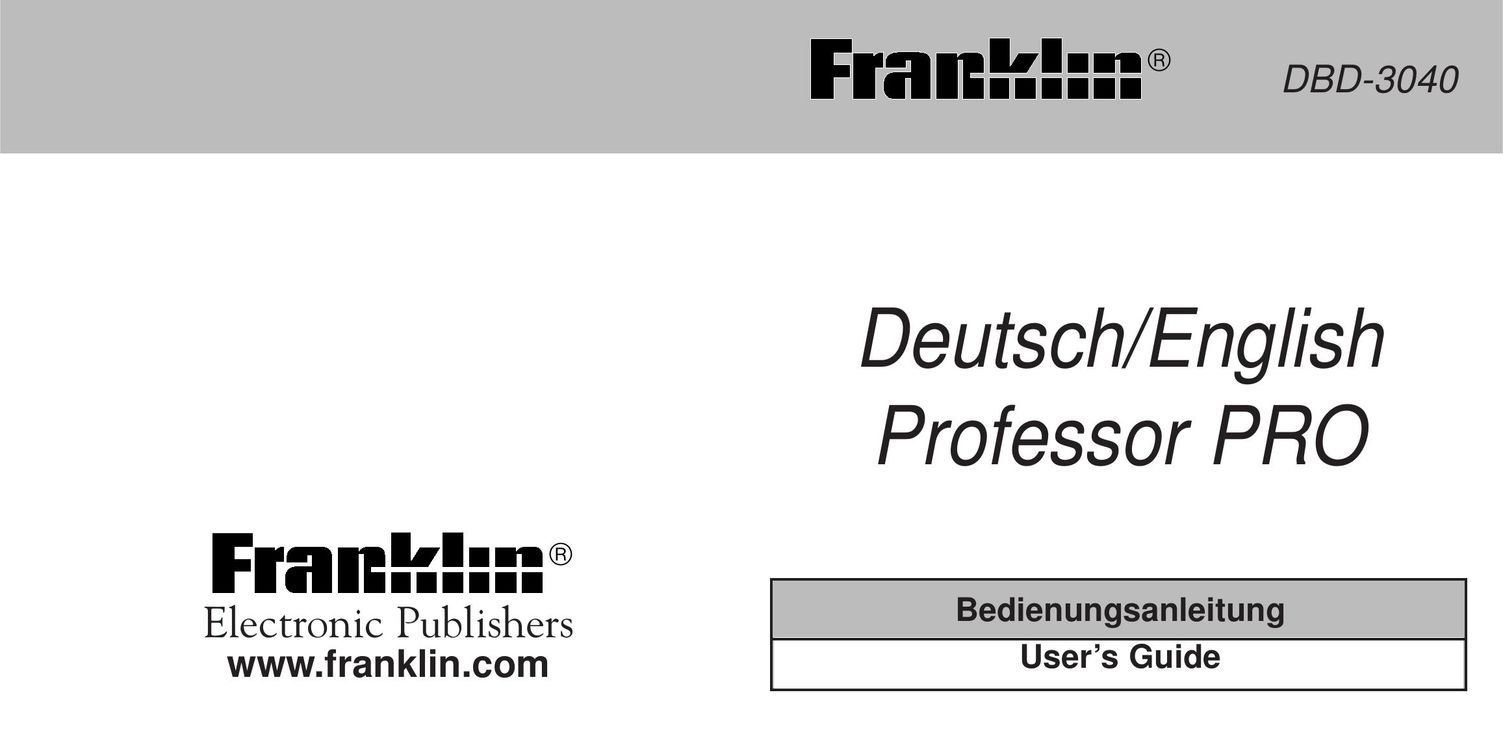 Franklin DBD-3040 Games User Manual