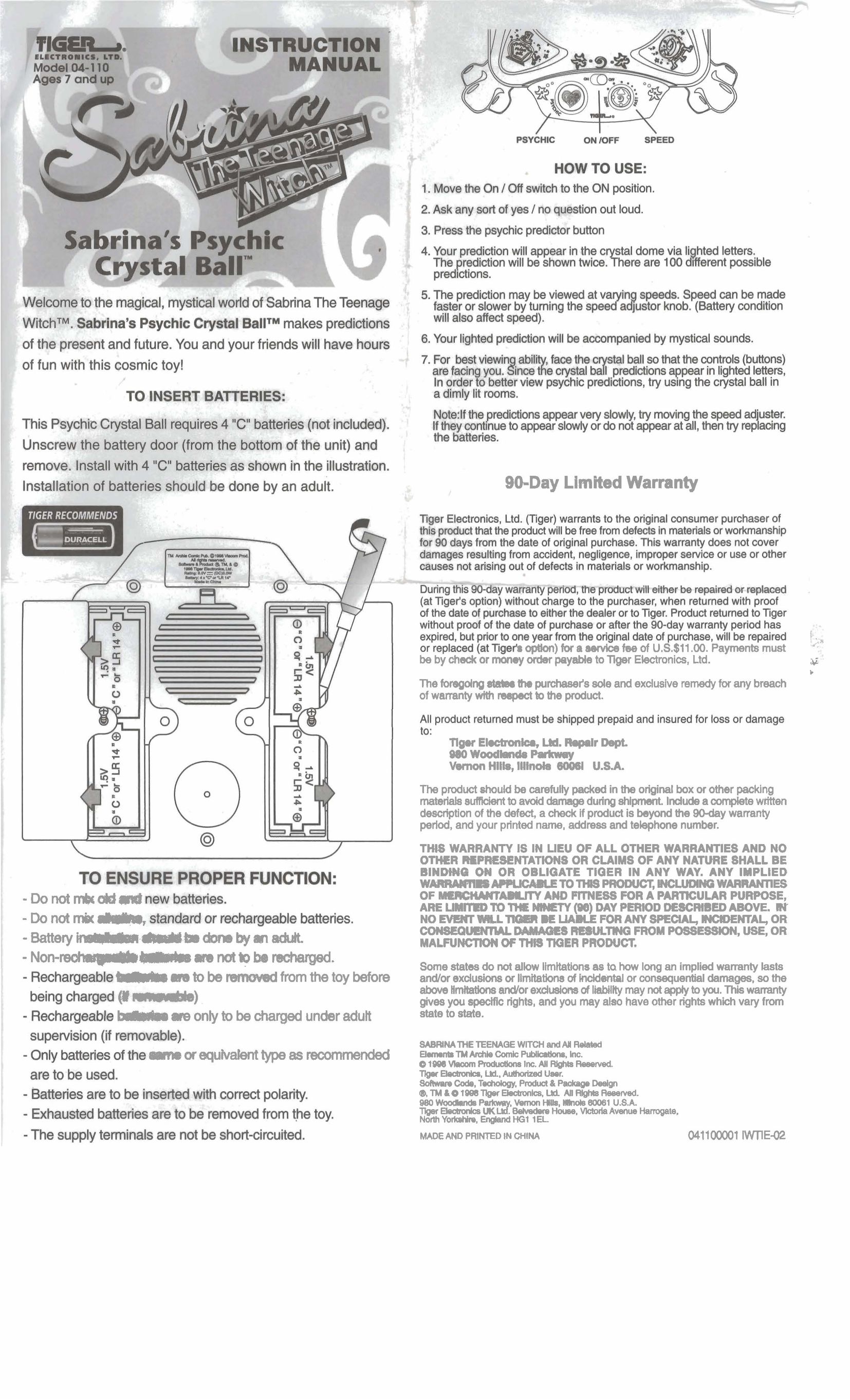Hasbro 04-110 Games User Manual