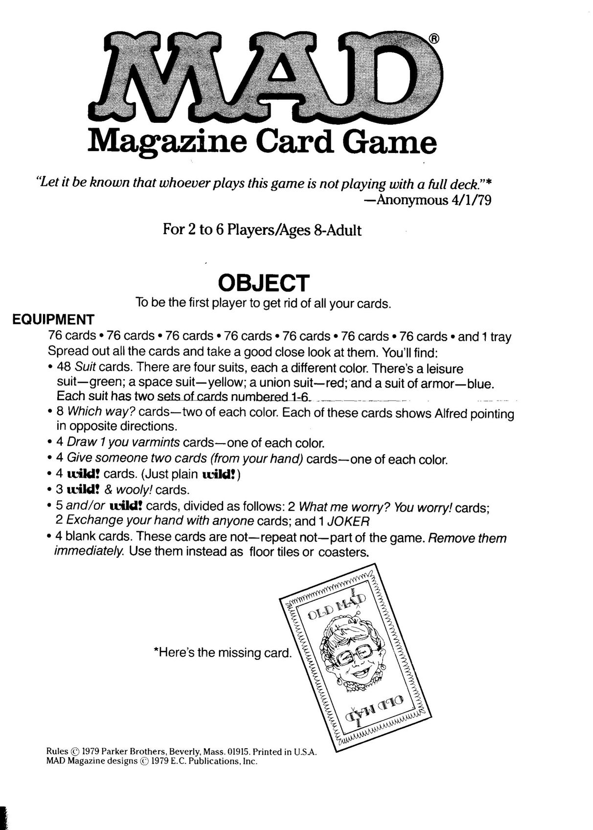 Mad Catz Magazine Card Game Games User Manual