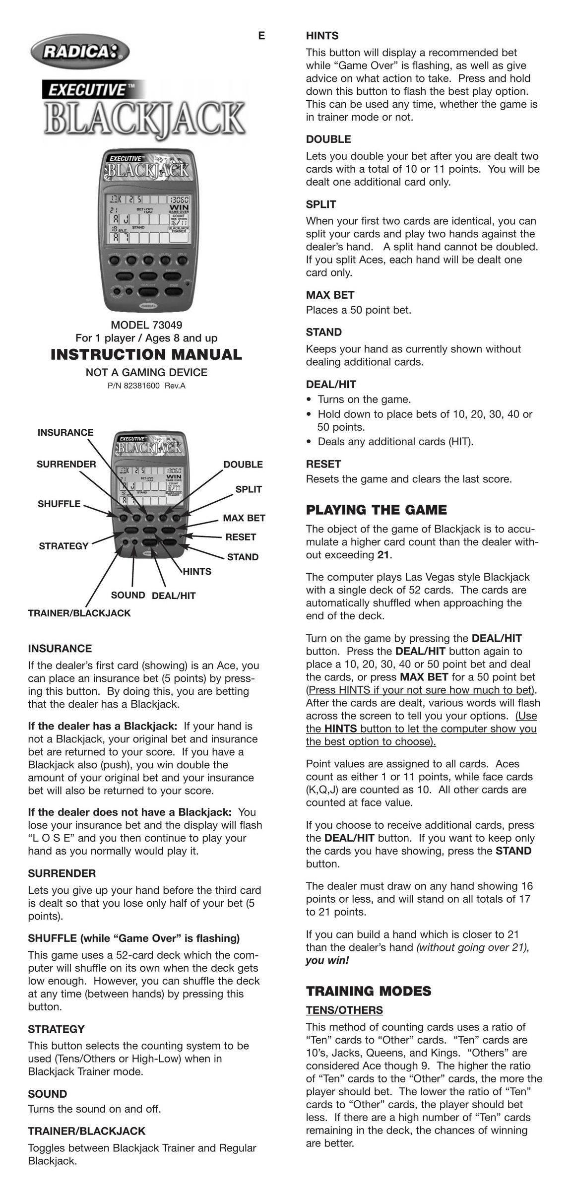 Radica Games 73049 Games User Manual