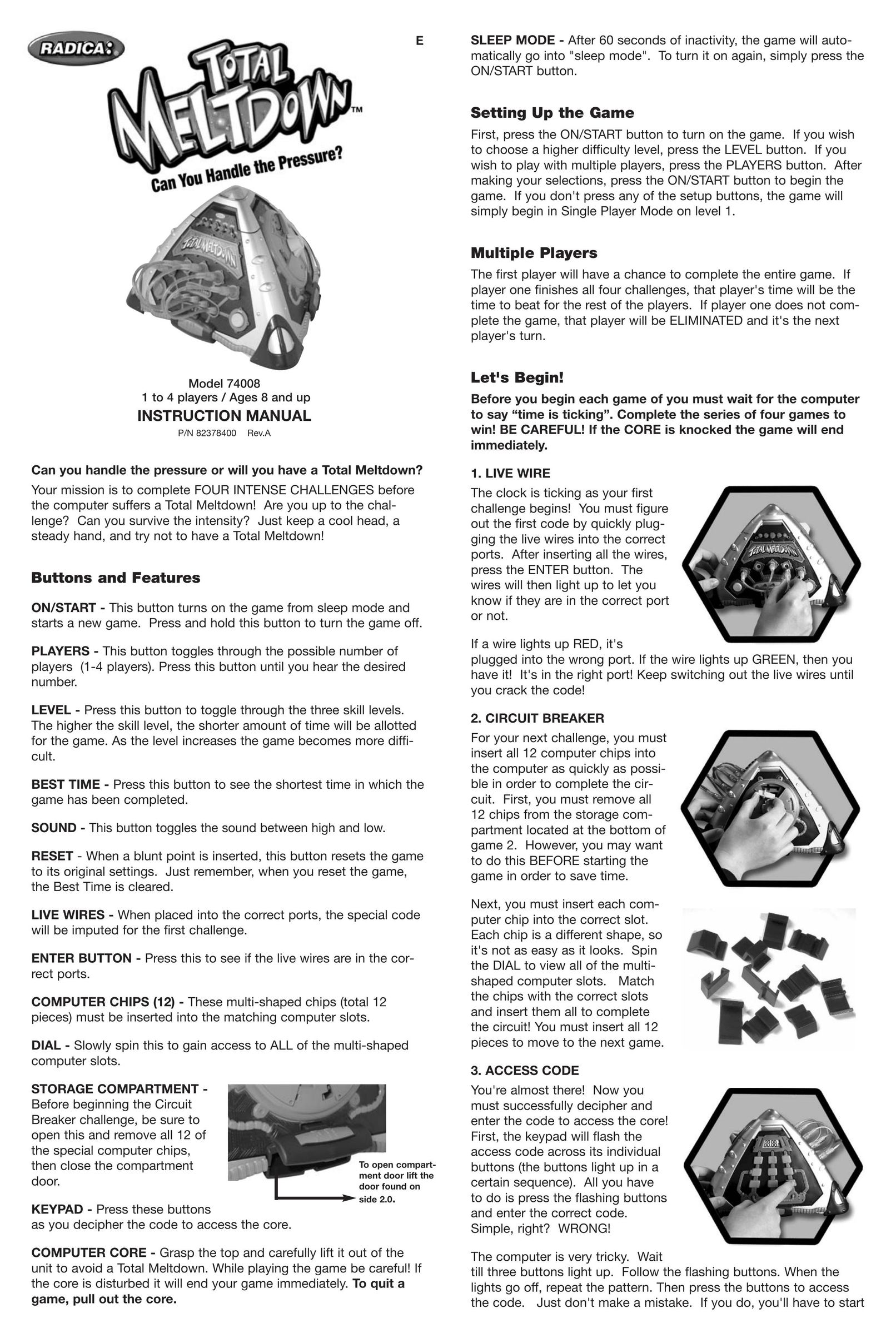 Radica Games 74008 Games User Manual