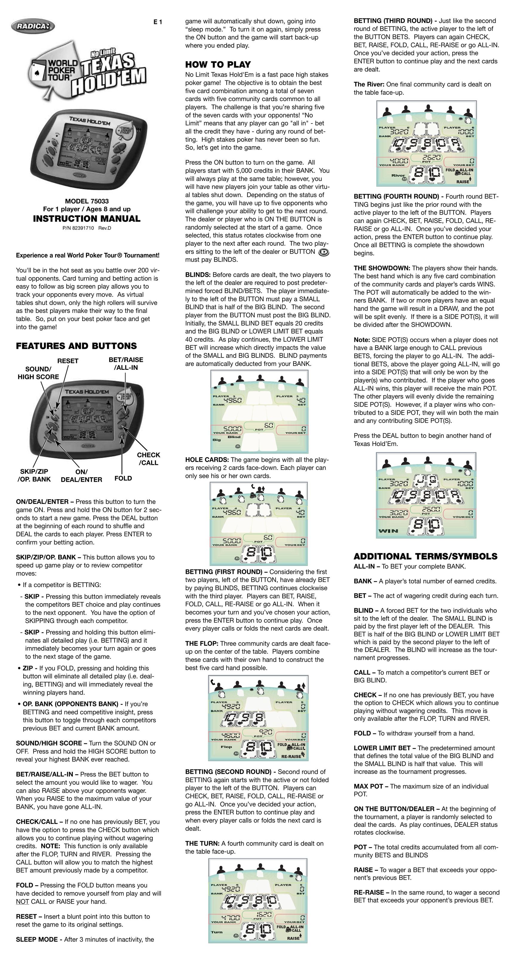 Radica Games 75033 Games User Manual