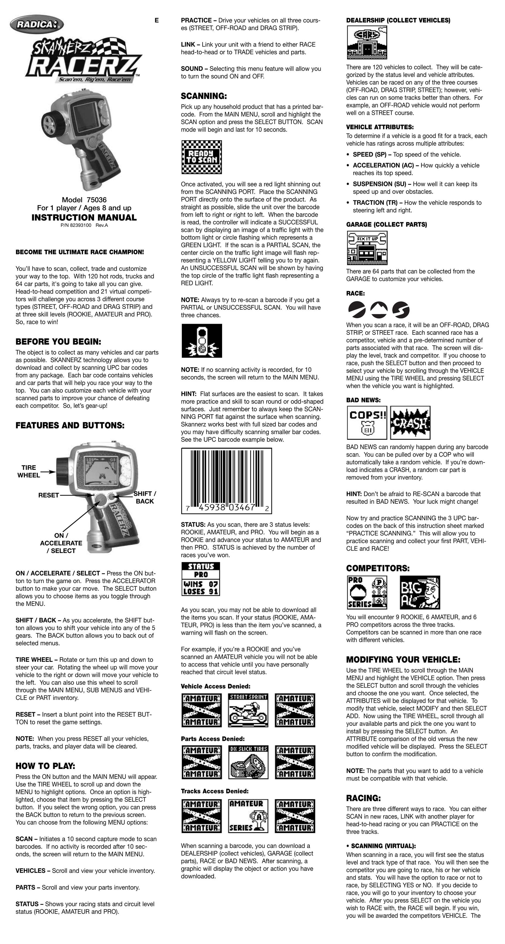 Radica Games 75036 Games User Manual