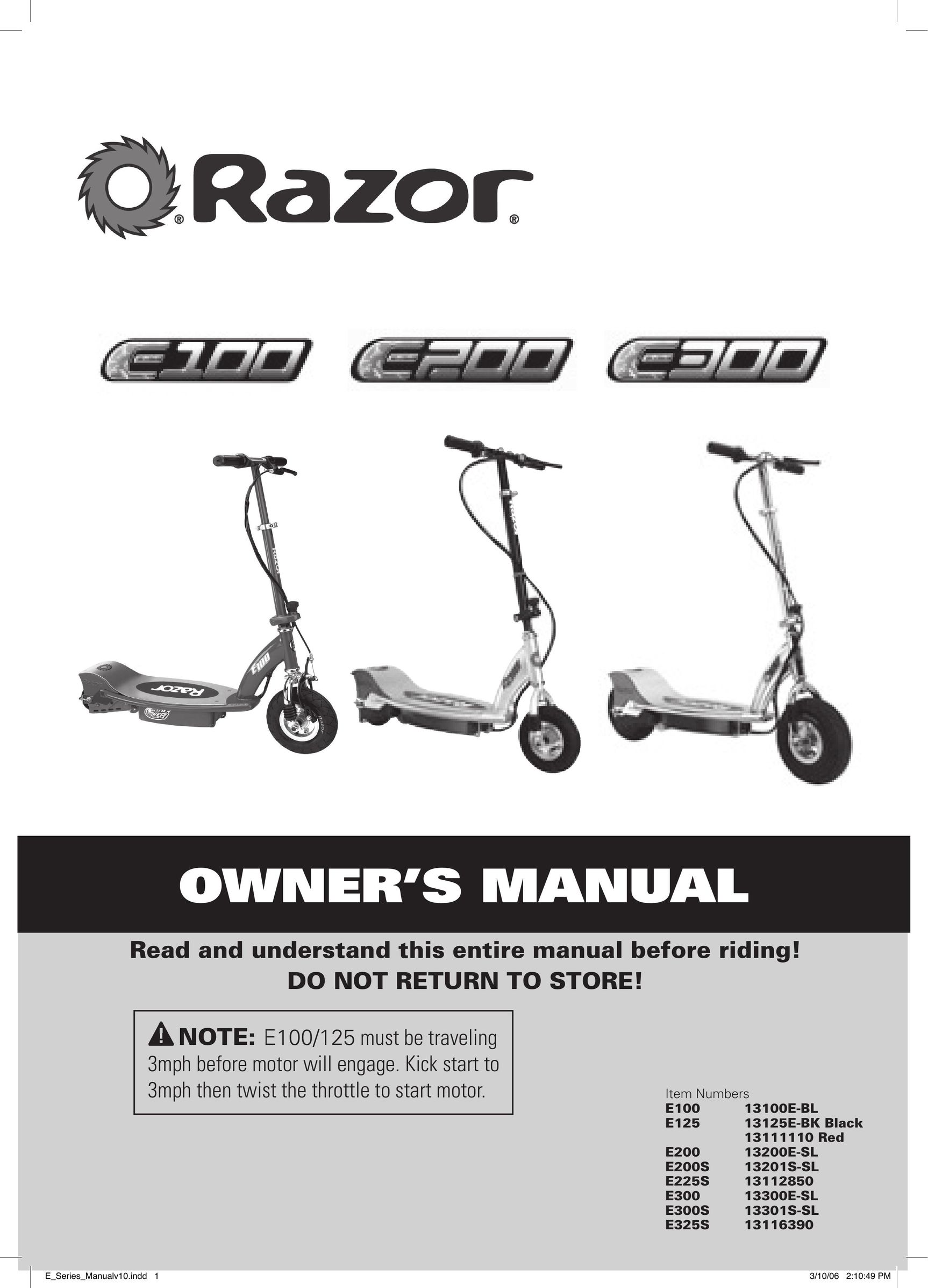 Razor E200s Games User Manual