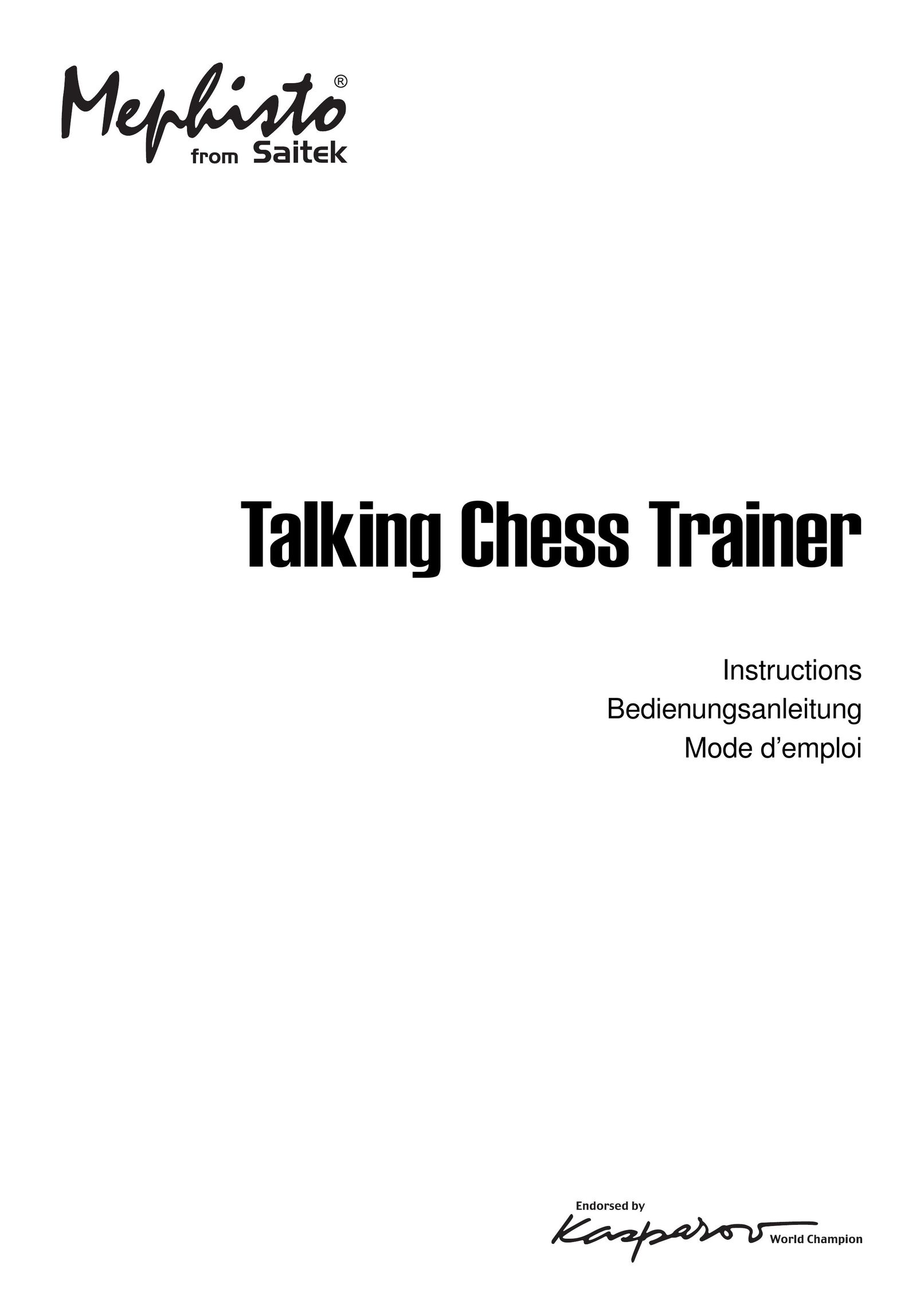 Saitek Talking Chess Trainer Games User Manual