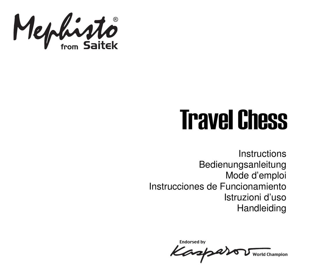 Saitek Travel Chess Games User Manual