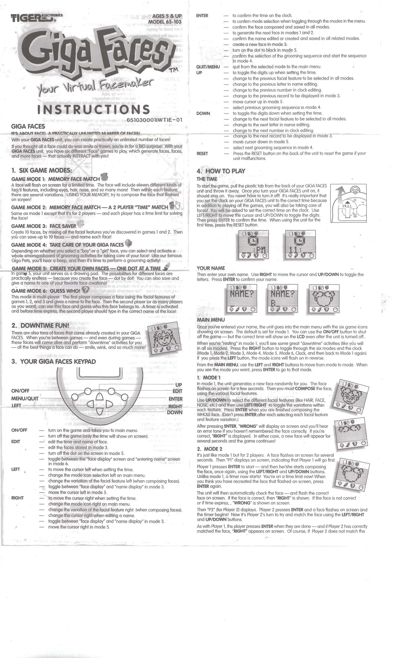 Tiger 65-103 Games User Manual