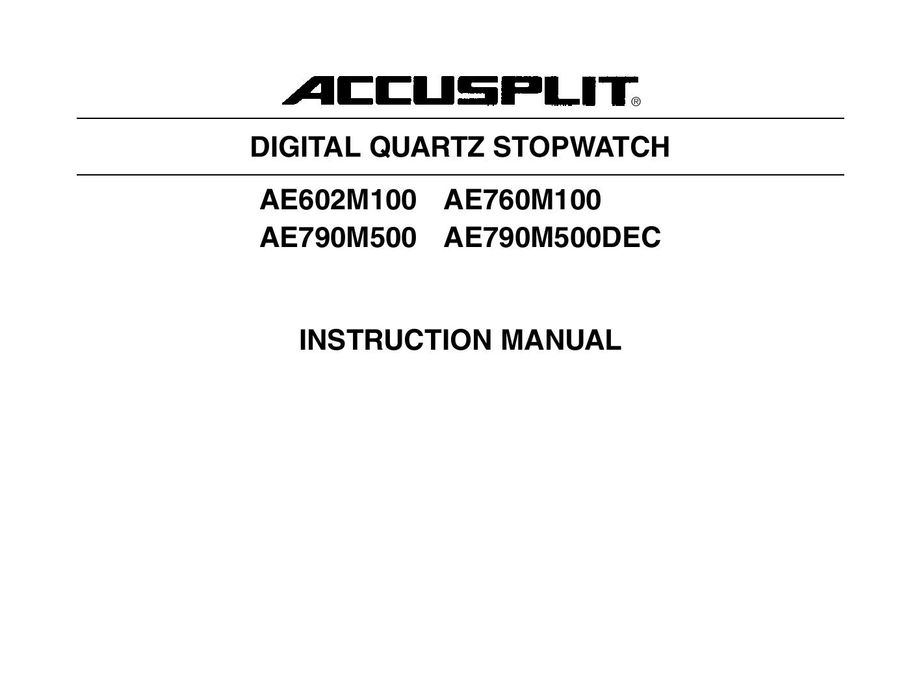 Accusplit AE760M Heart Rate Monitor User Manual