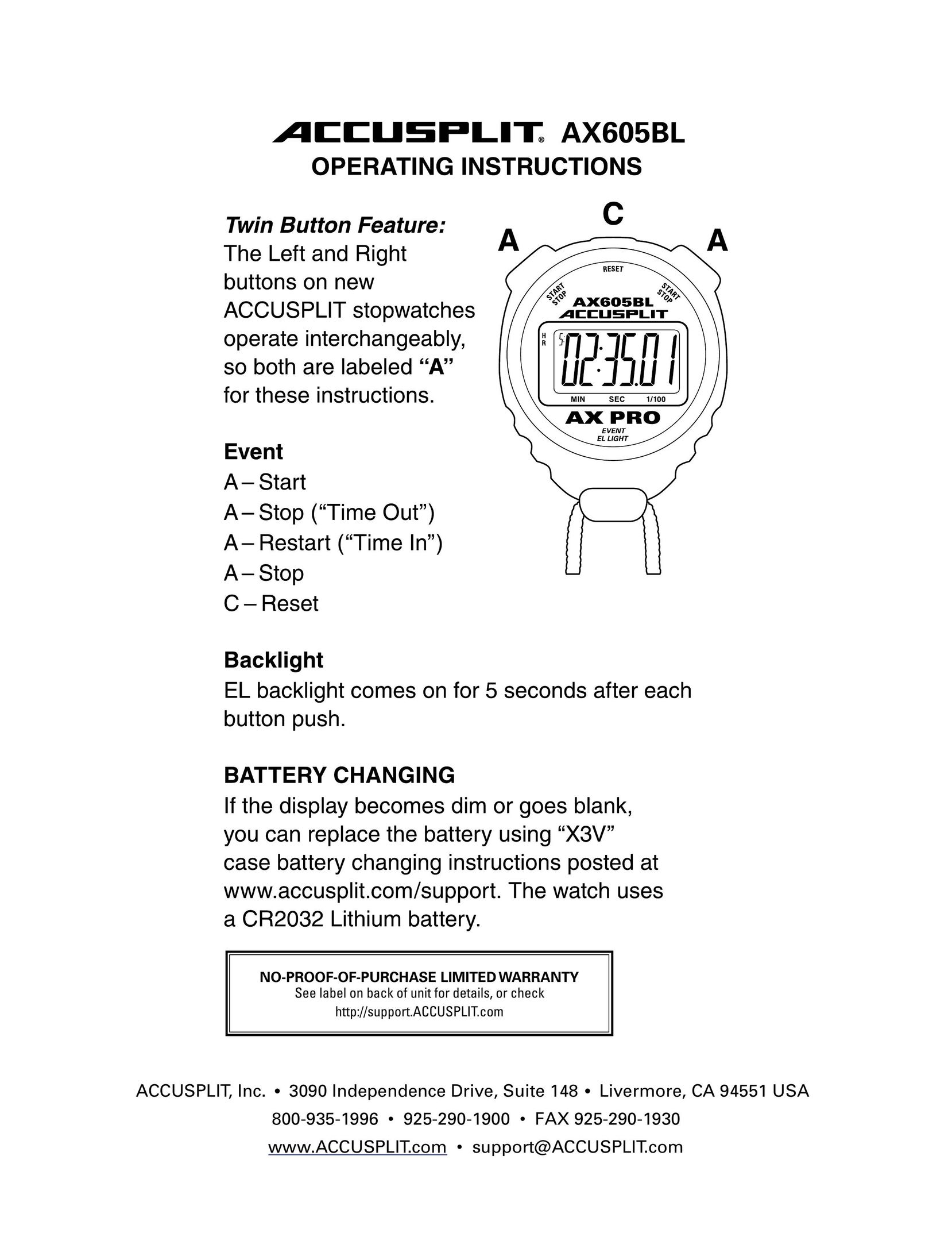 Accusplit AX605BL Heart Rate Monitor User Manual