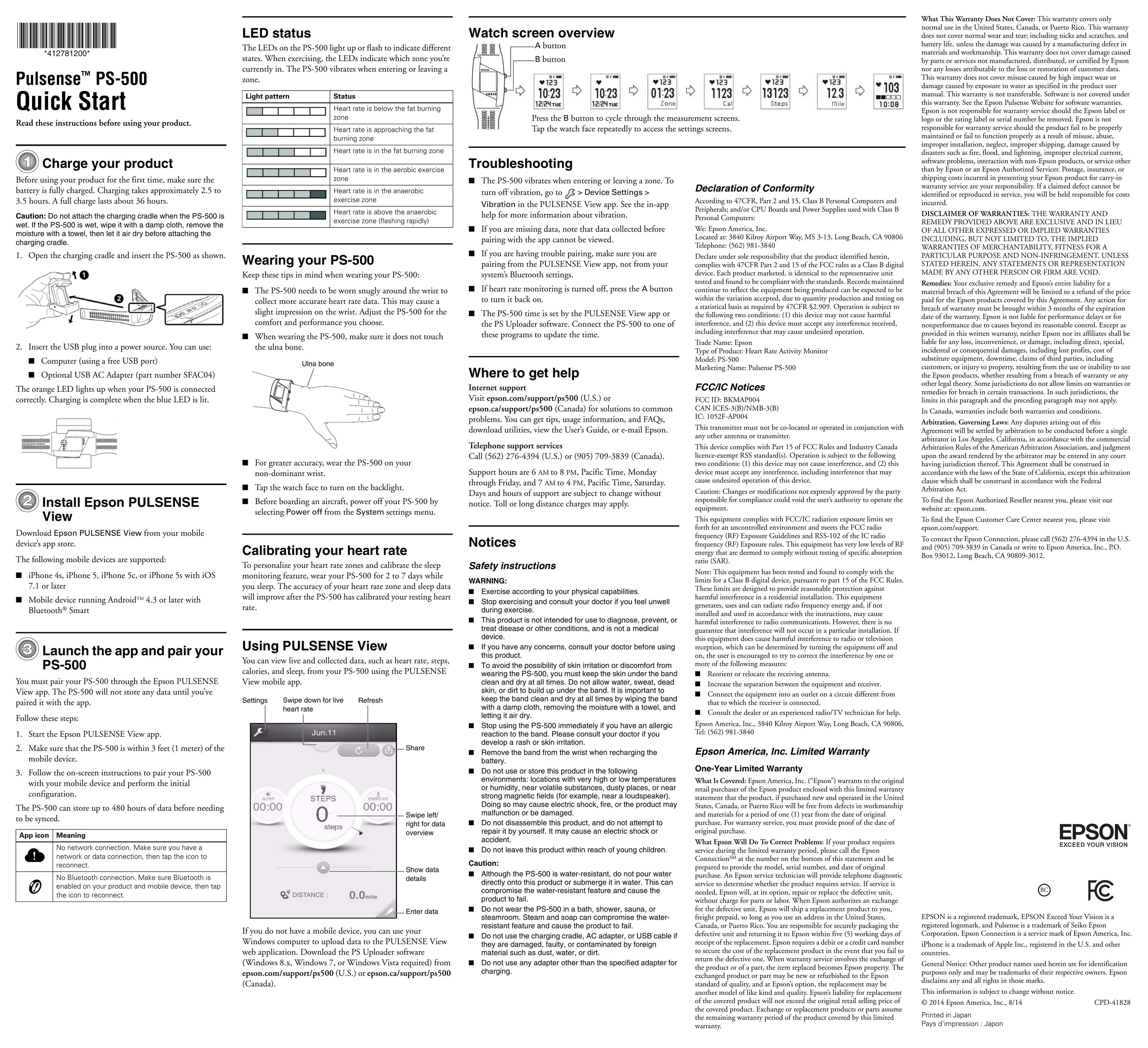 Epson PS-500 Heart Rate Monitor User Manual