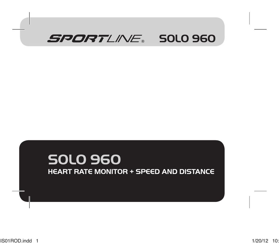 Sportline Solo 960 Heart Rate Monitor User Manual
