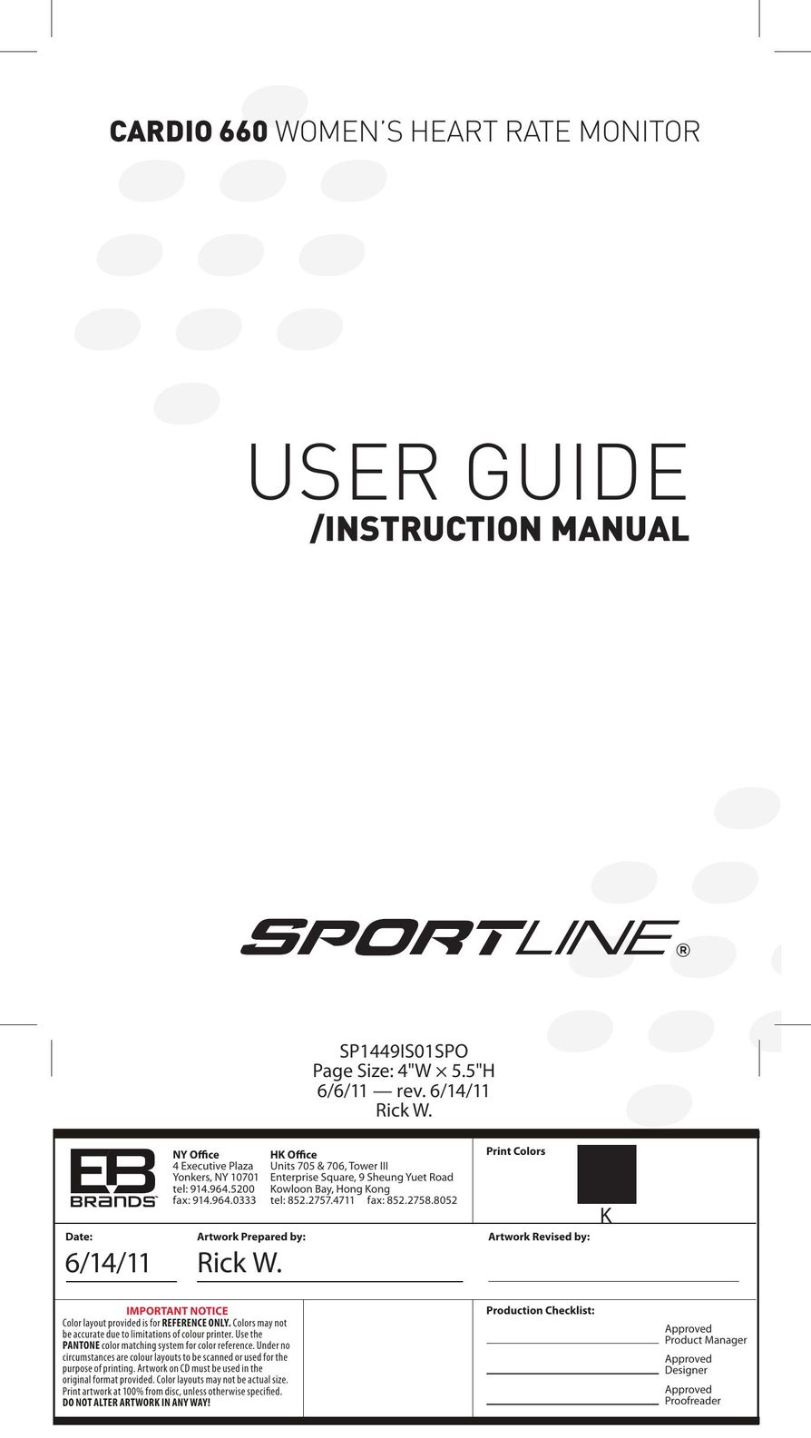 Sportline SP1449S015SPO Heart Rate Monitor User Manual
