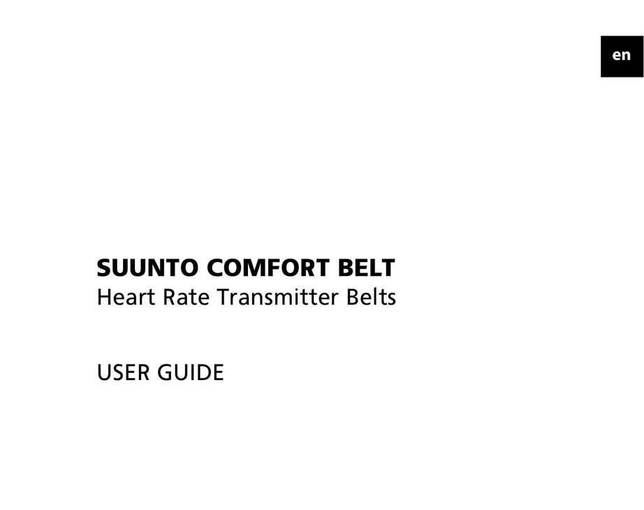 Suunto Comfort Belt Heart Rate Monitor User Manual